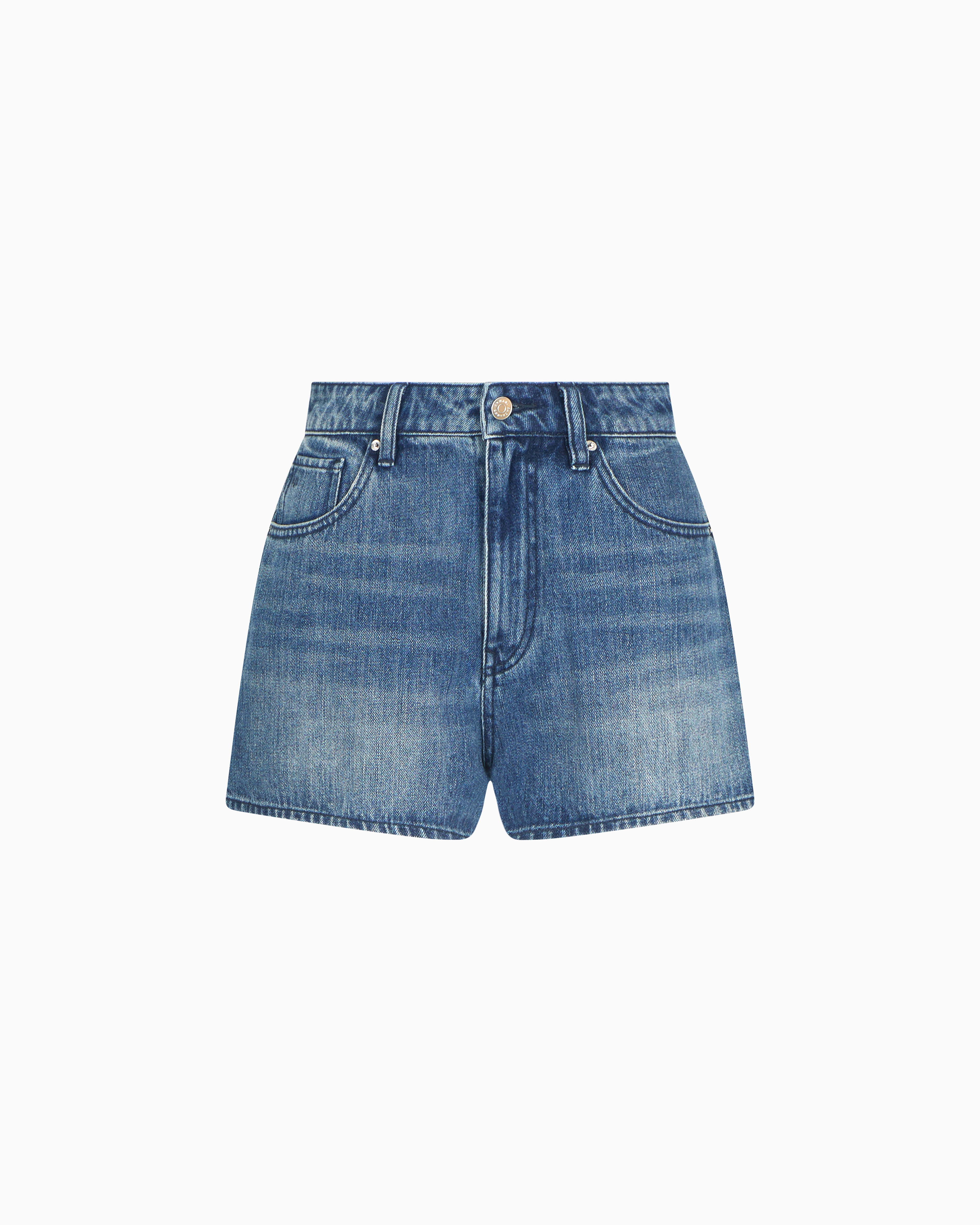 Armani Exchange - Used effect denim shorts, Woman, Blue, Size:
