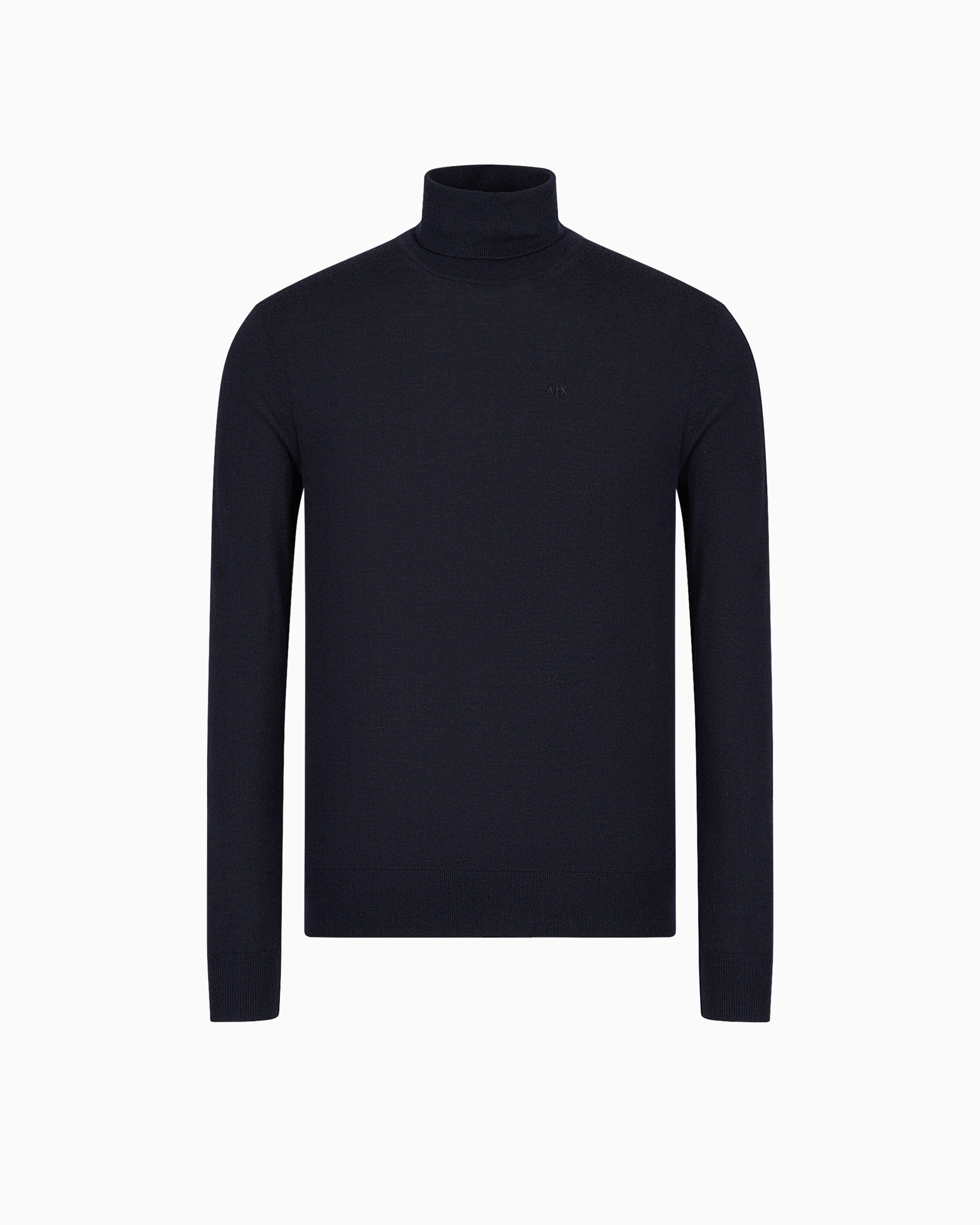 Armani Exchange Navy Blue Virgin Wool Turtleneck Sweater Small