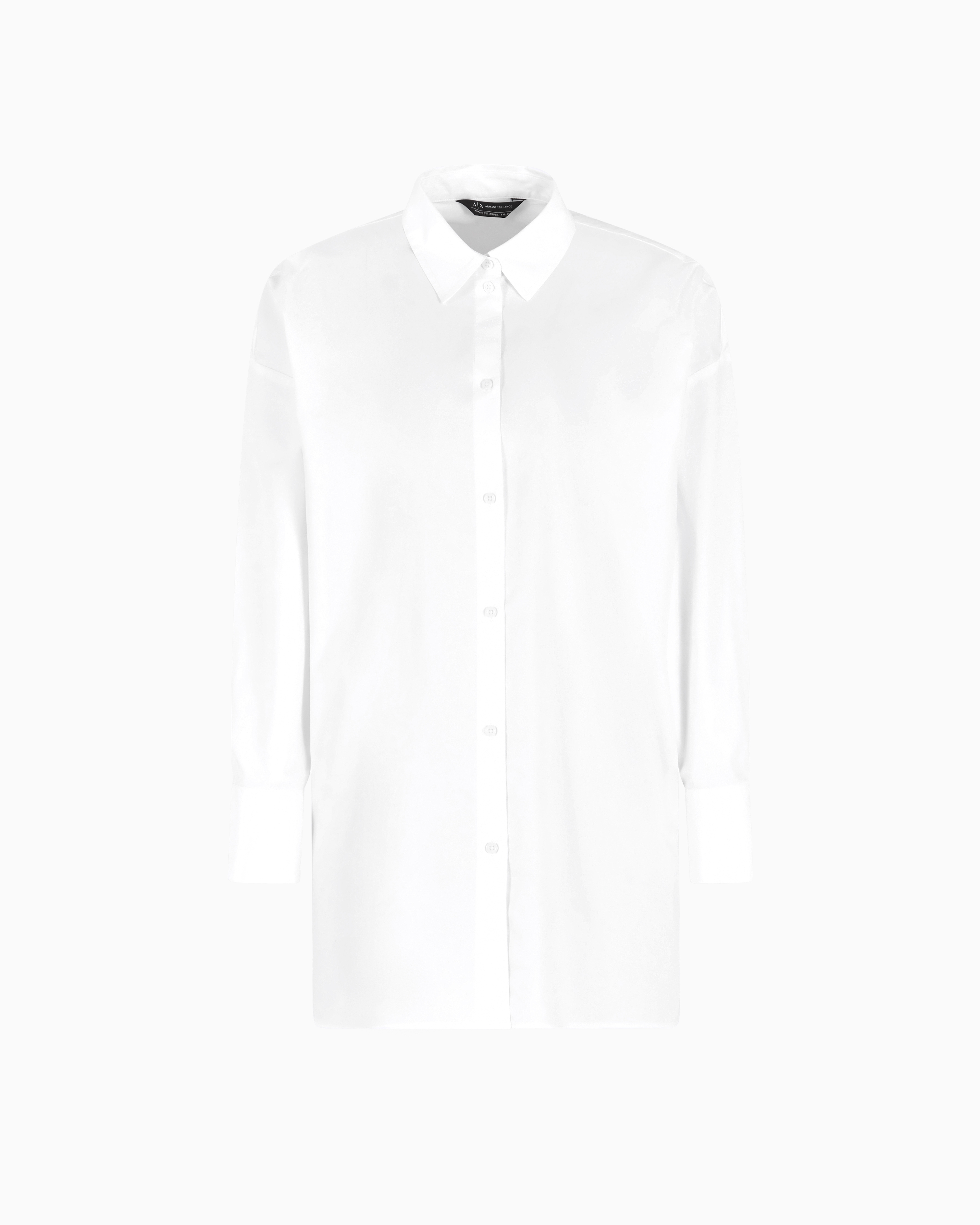 Armani Exchange - ASV Cotton Asymmetric Over Shirt, Woman, White, Size: