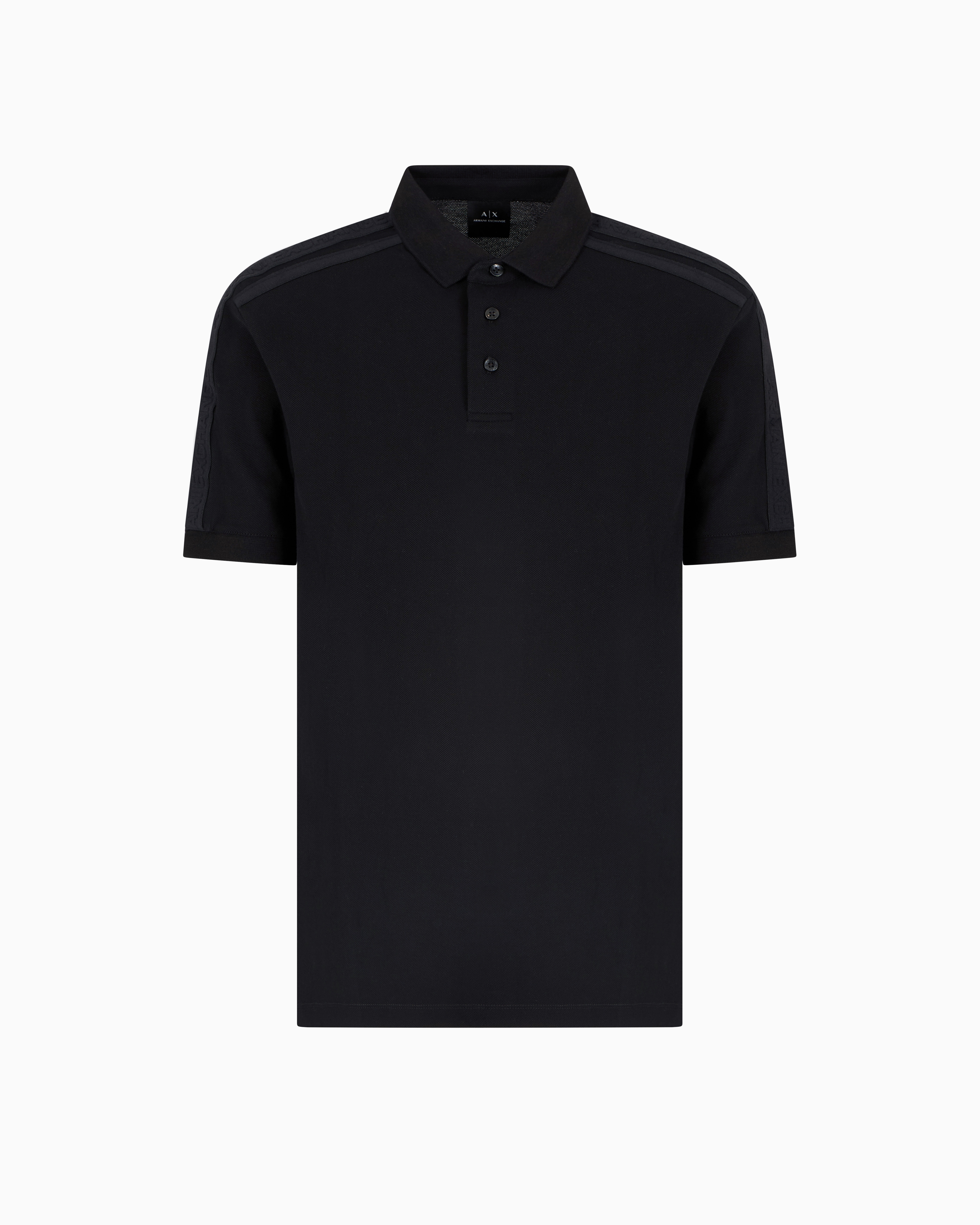 Armani Exchange - Regular fit piquet polo with shoulder bands, Man, Black, Size: