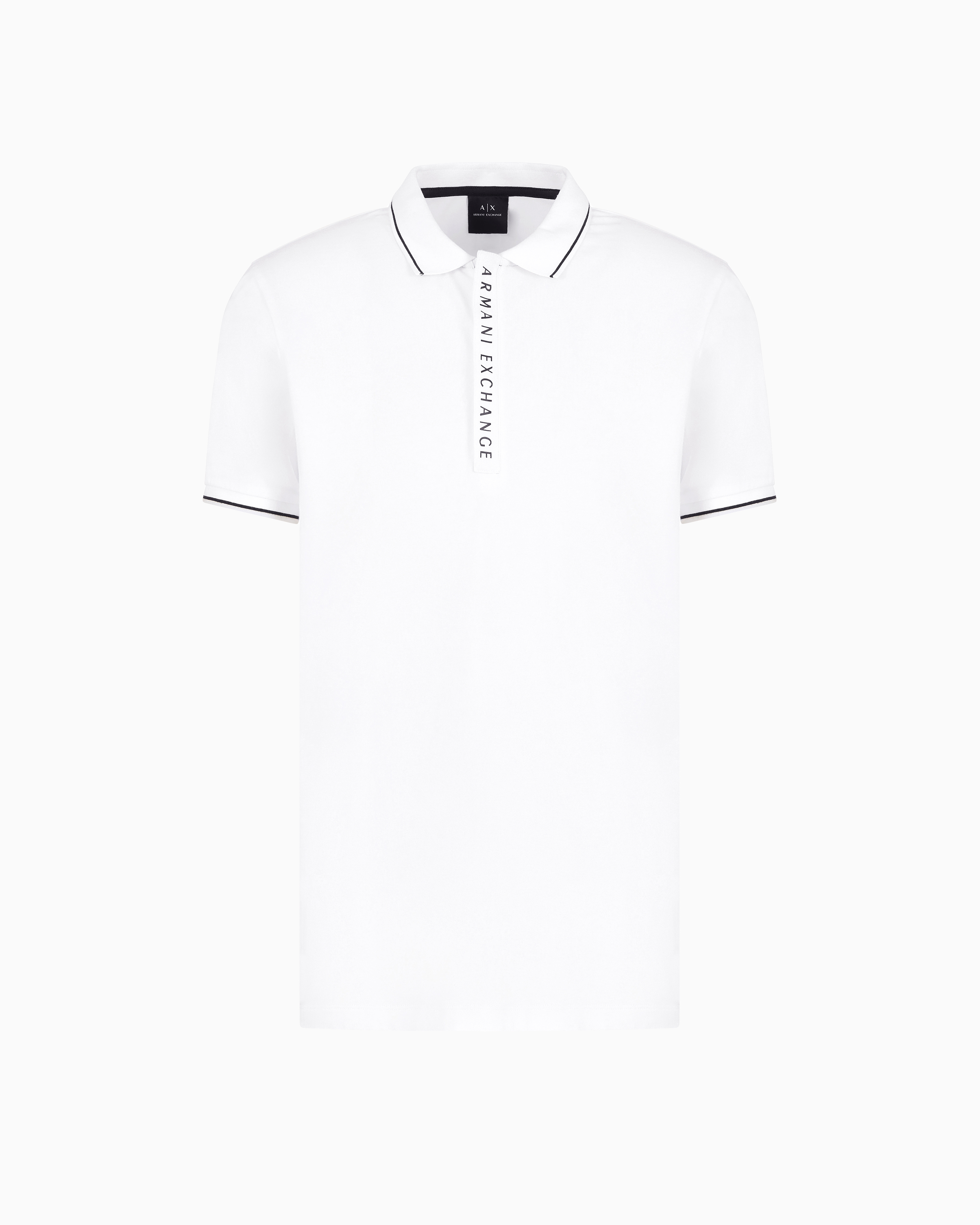 Armani Exchange - Polo with contrasting logo in cotton spandex, Man, White, Size: M