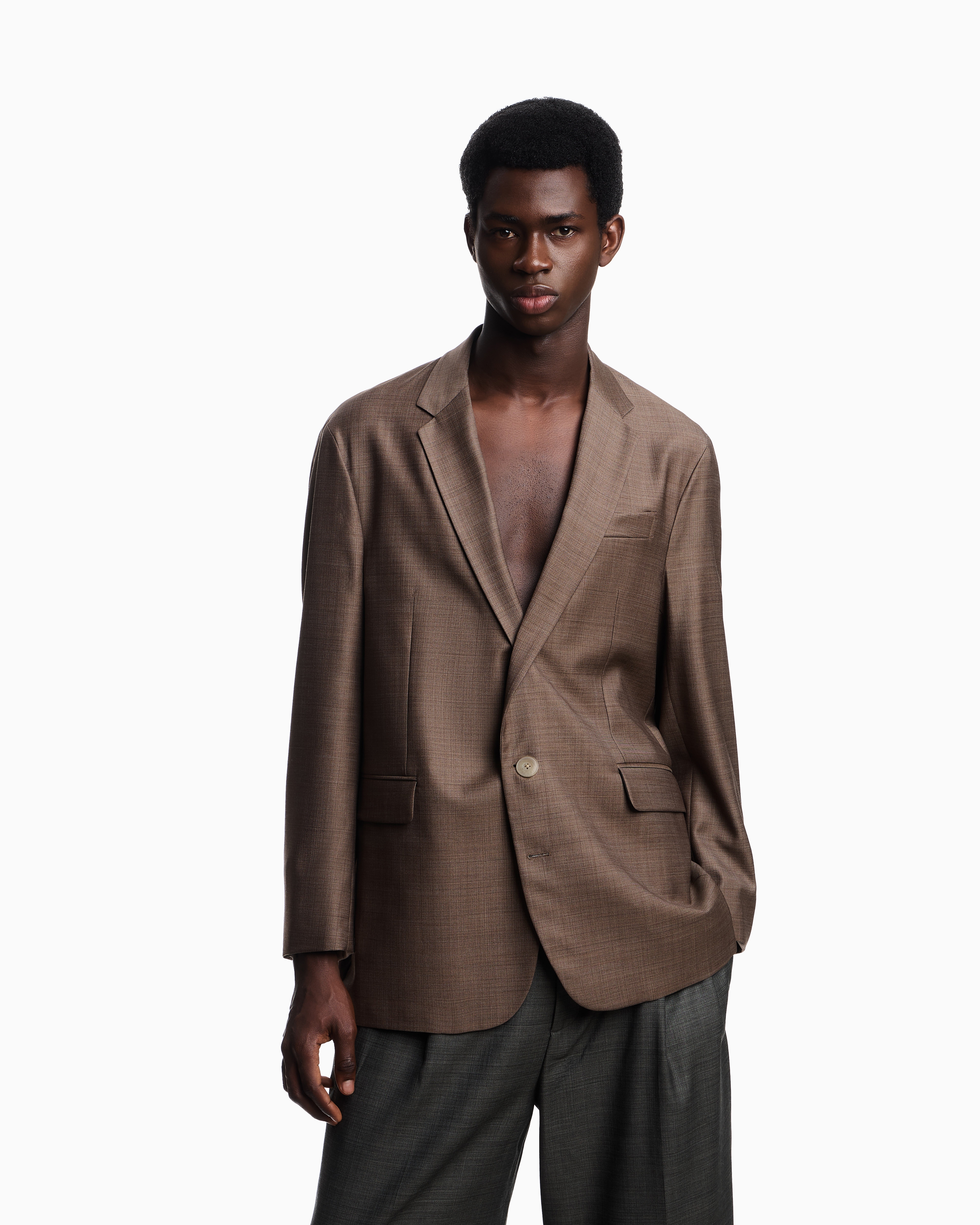 優*ん様 美品 エンポリオアルマーニ テーラードジャケット ウール 48 L グ EMPORIO ARMANI (エンポリオアルマーニ) コットンベルベット
