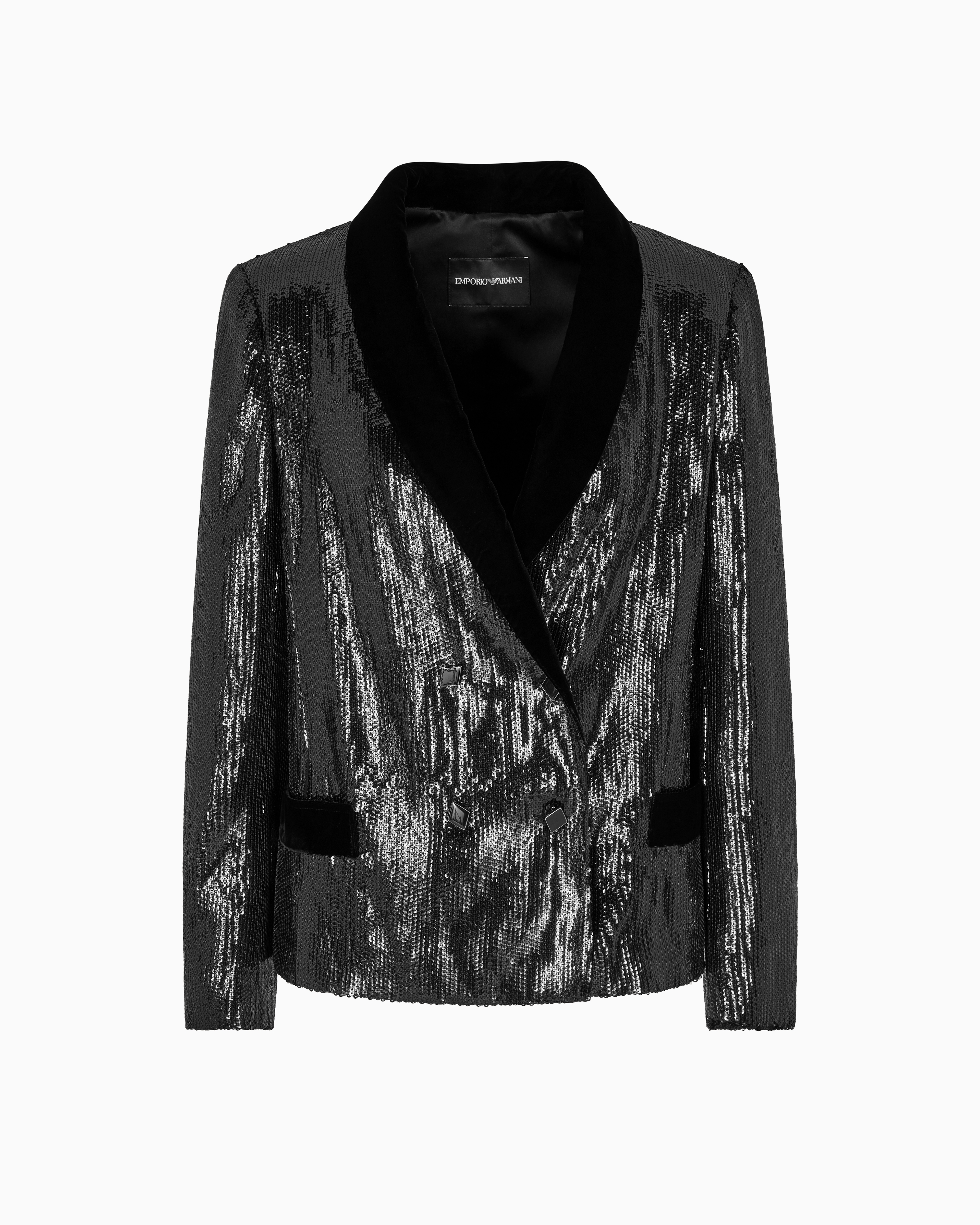 ARMANI COLLEZIONI ベロア　フォレスティエール似　ジャケット Double-breasted blazer with all-over sequins | Emporio Armani