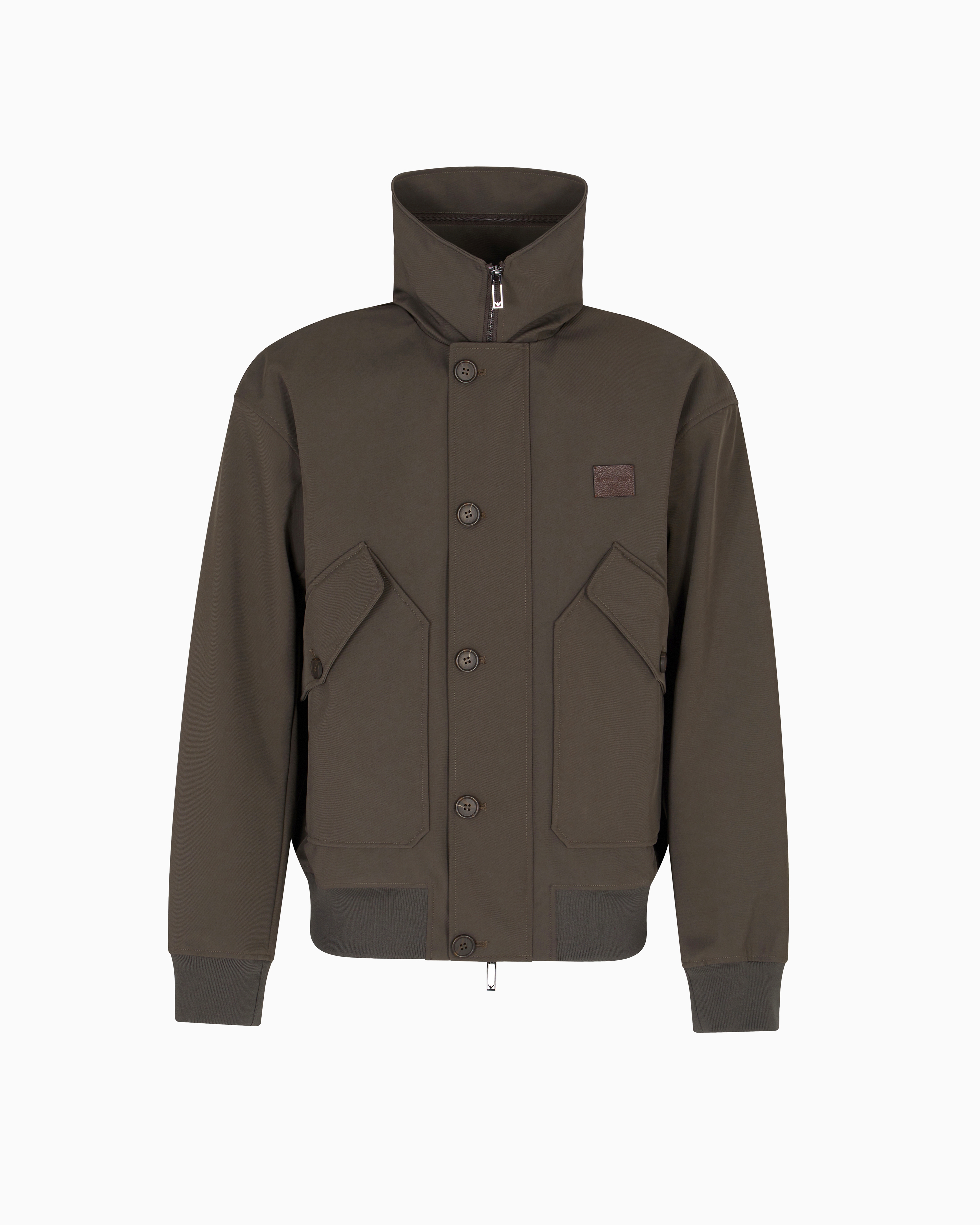 Emporio Armani - Full-zip belted nylon twill blouson, Man, Green, Size: