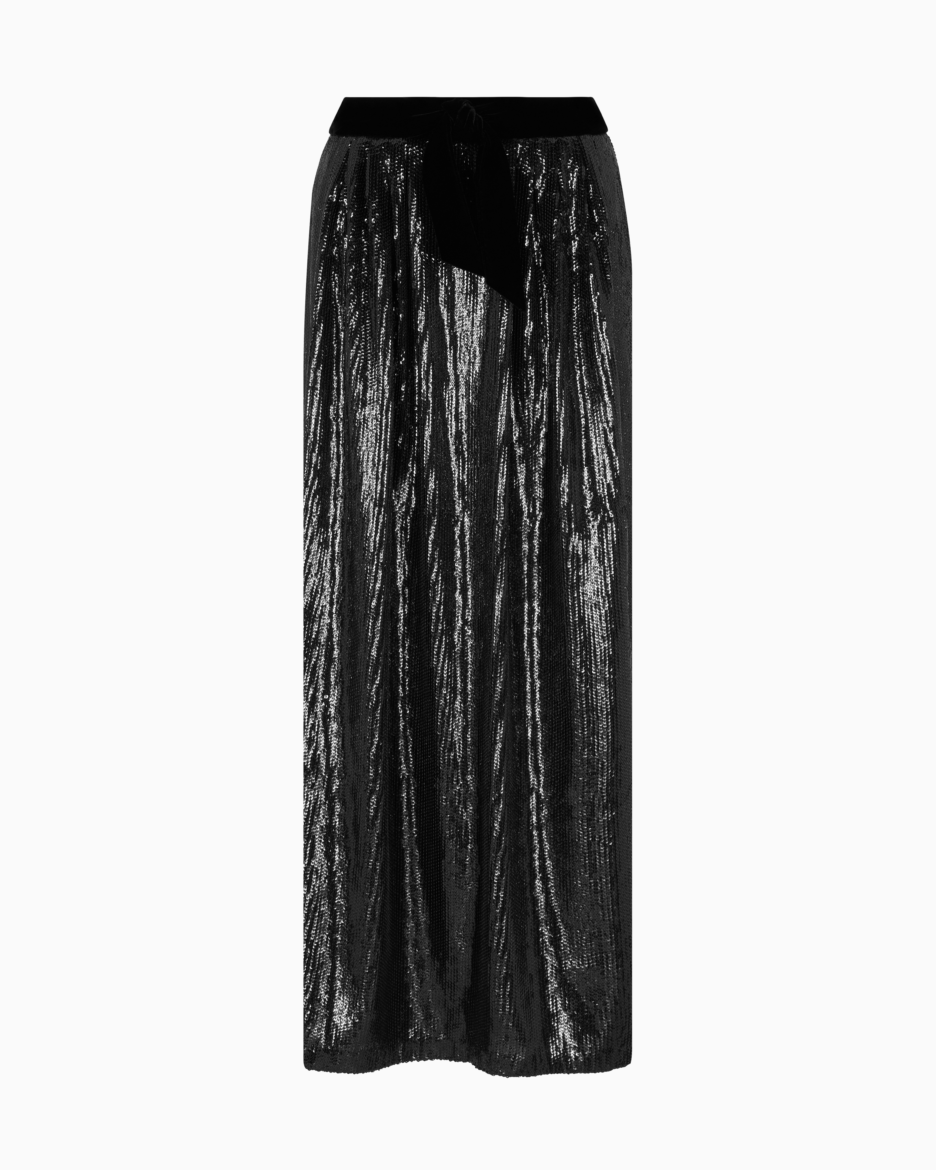 Emporio Armani - Long skirt with all-over sequins, Woman, Black, Size: