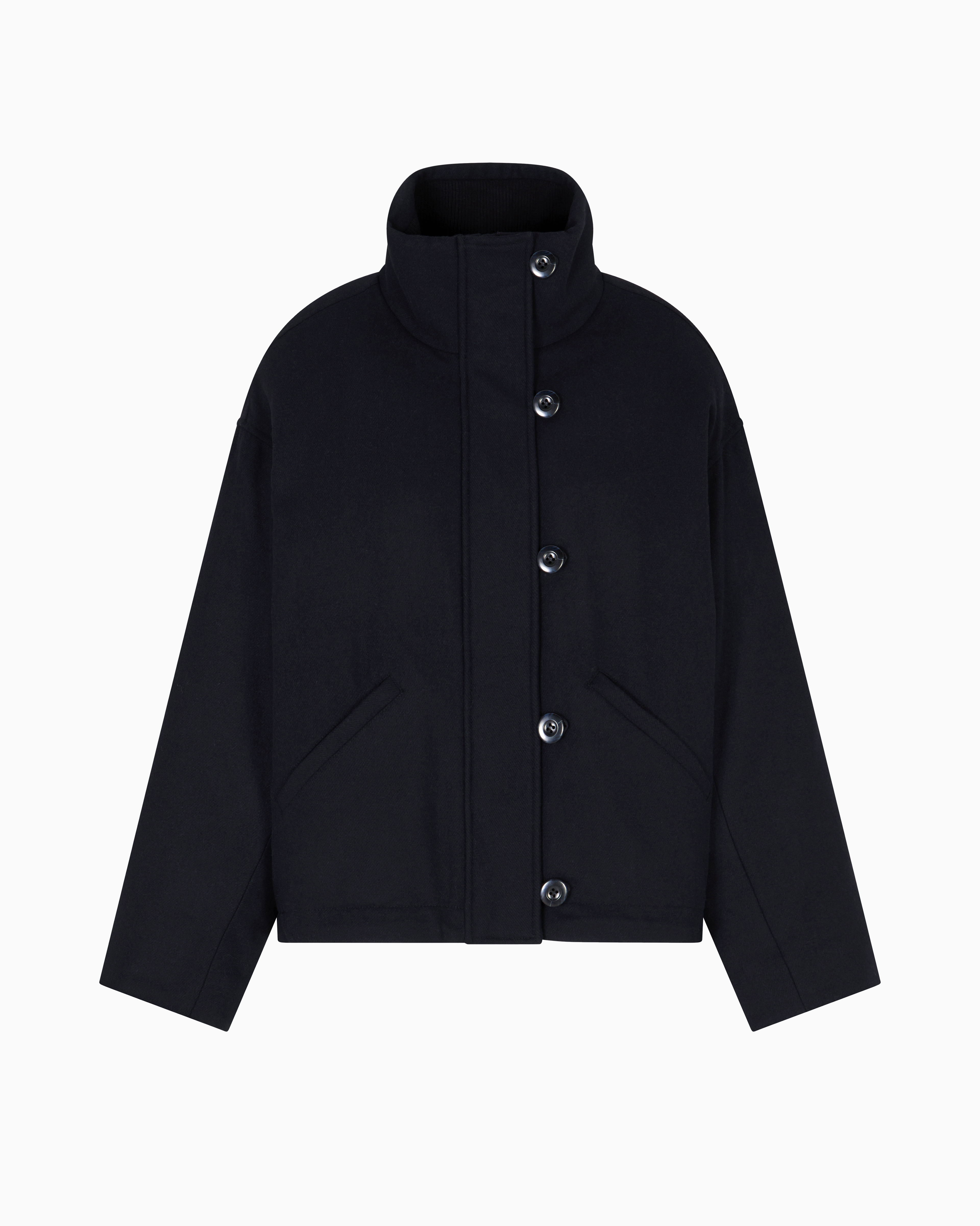 Emporio Armani - Winter Urbanism capsule collection padded blouson a virgin wool-blend cloth, Woman, Navy Blue, Size: