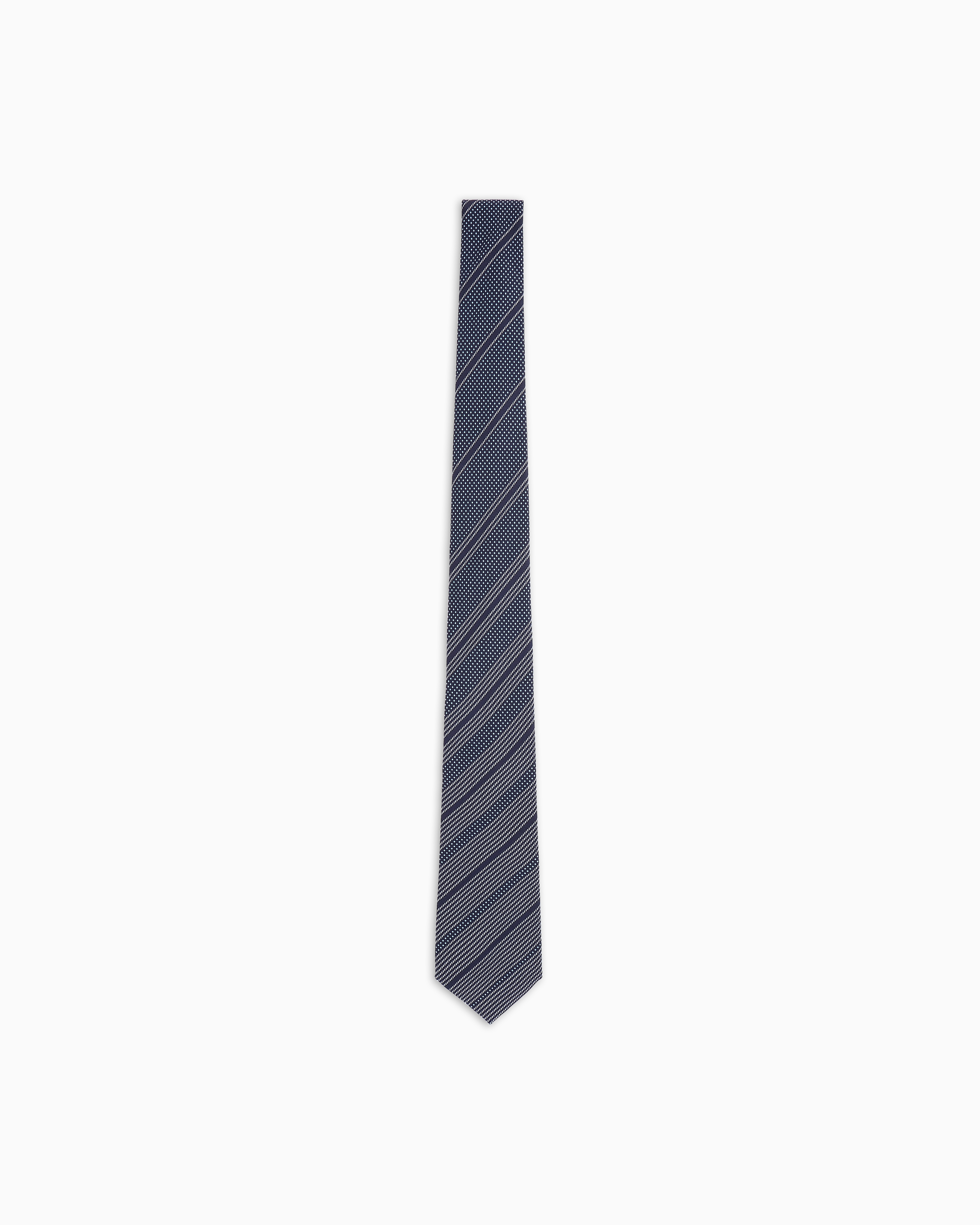 Emporio Armani Pure Silk Tie With Mixed Jacquard Pattern In Blue