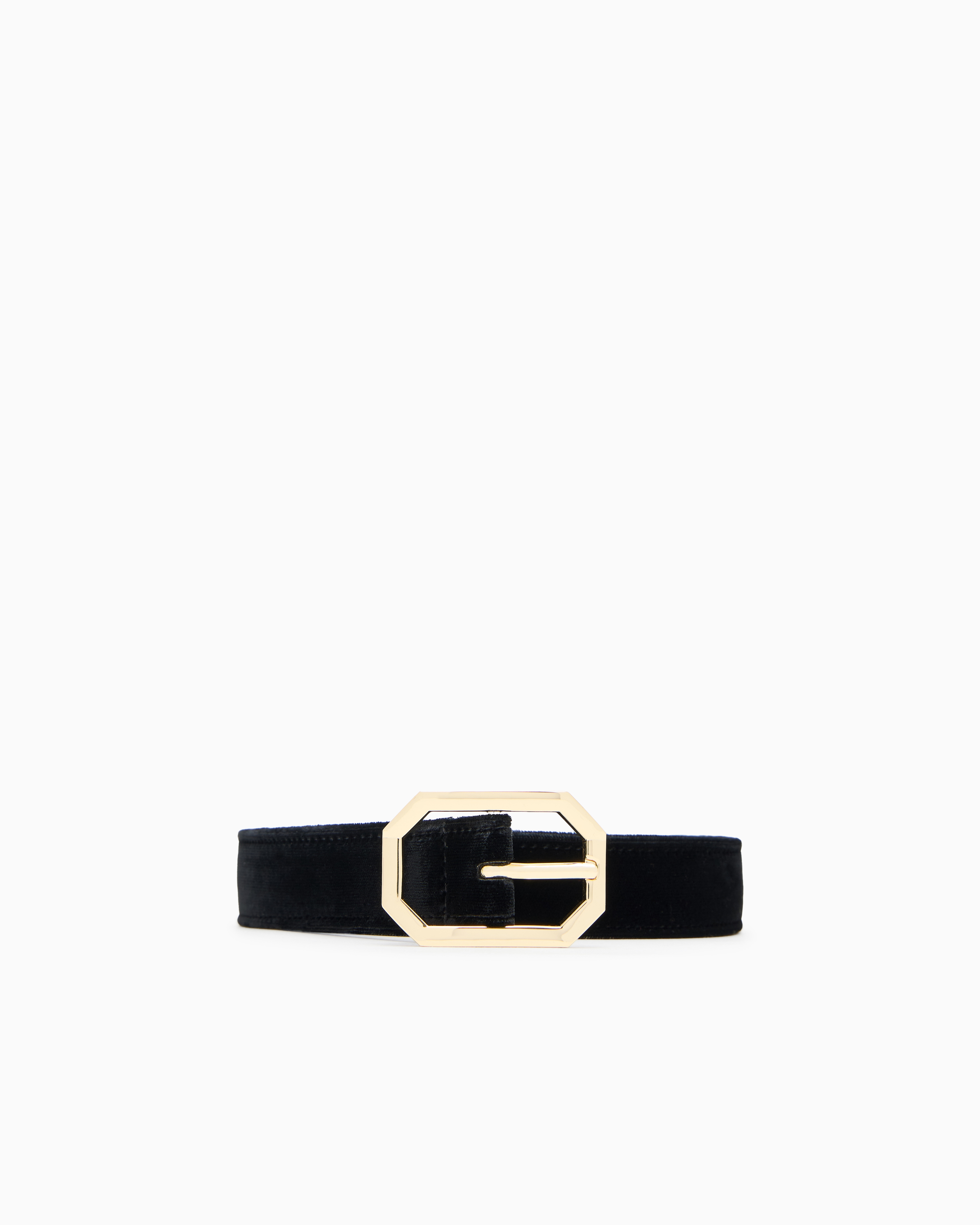 Emporio Armani - Smooth velvet belt with buckle, Woman, Black, Size: