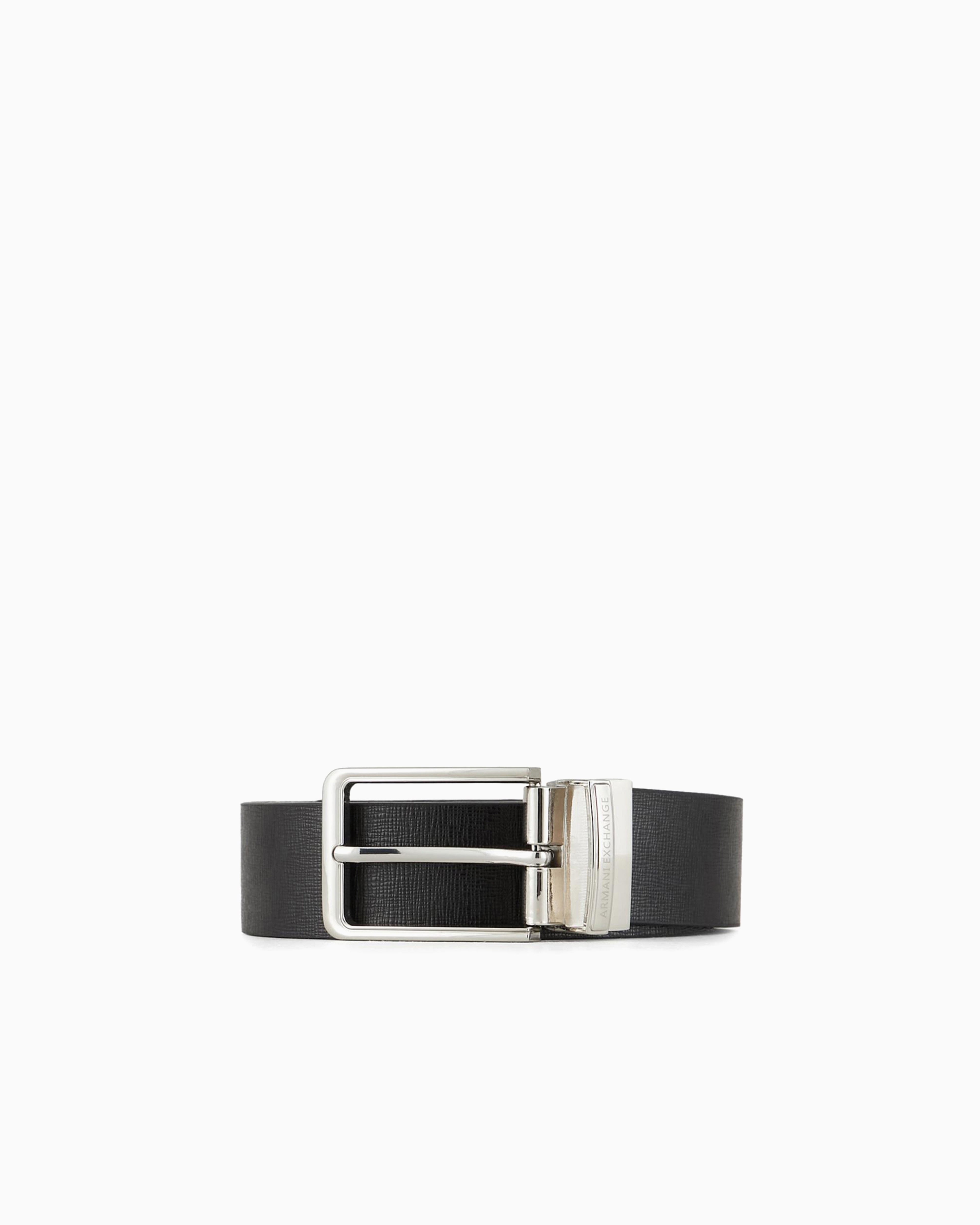 アルマーニエクスチェンジ　AXロゴ ブラックレザーベルト Logo buckle belt | Armani Exchange