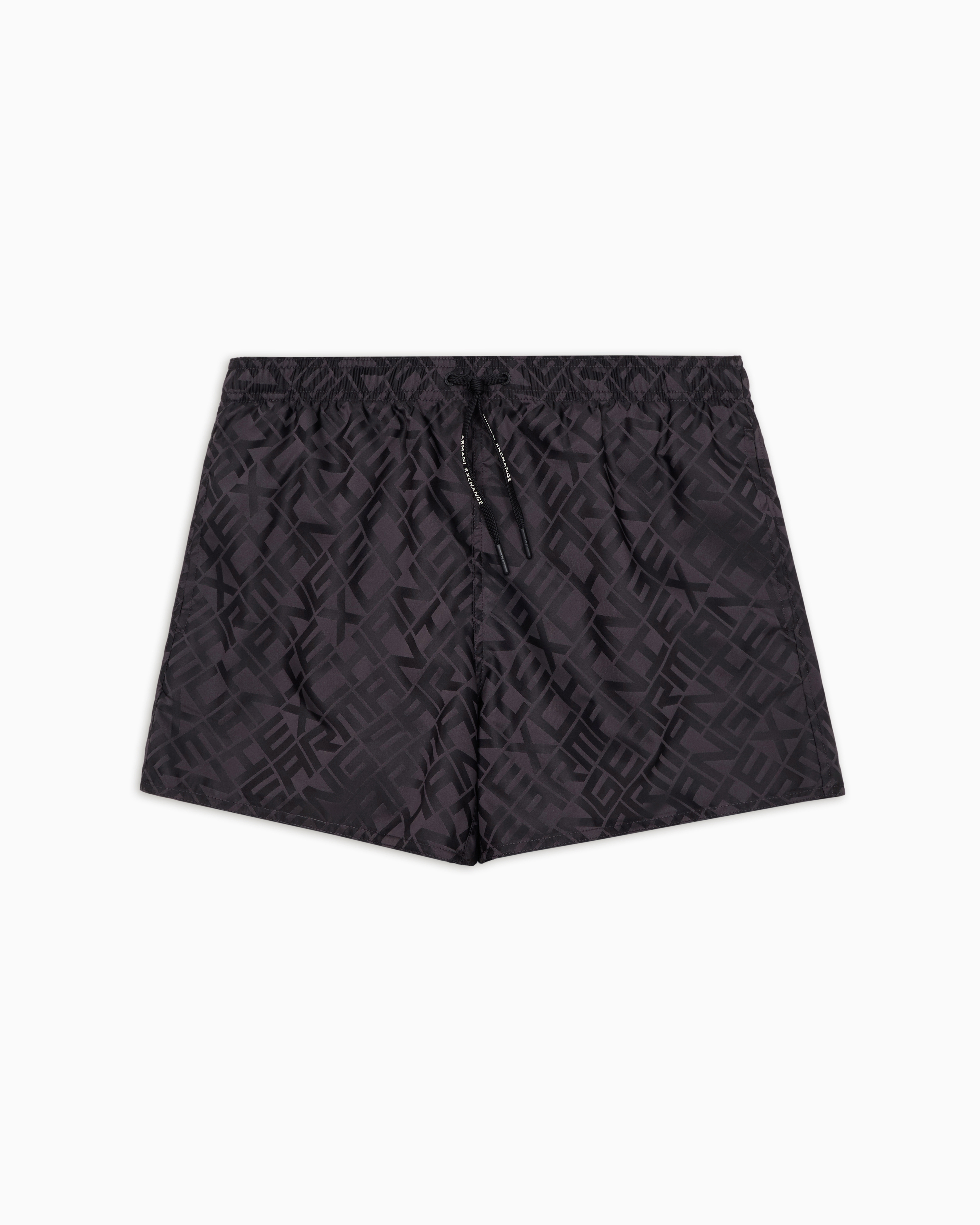 Allover logo patterned boxer swimsuit
