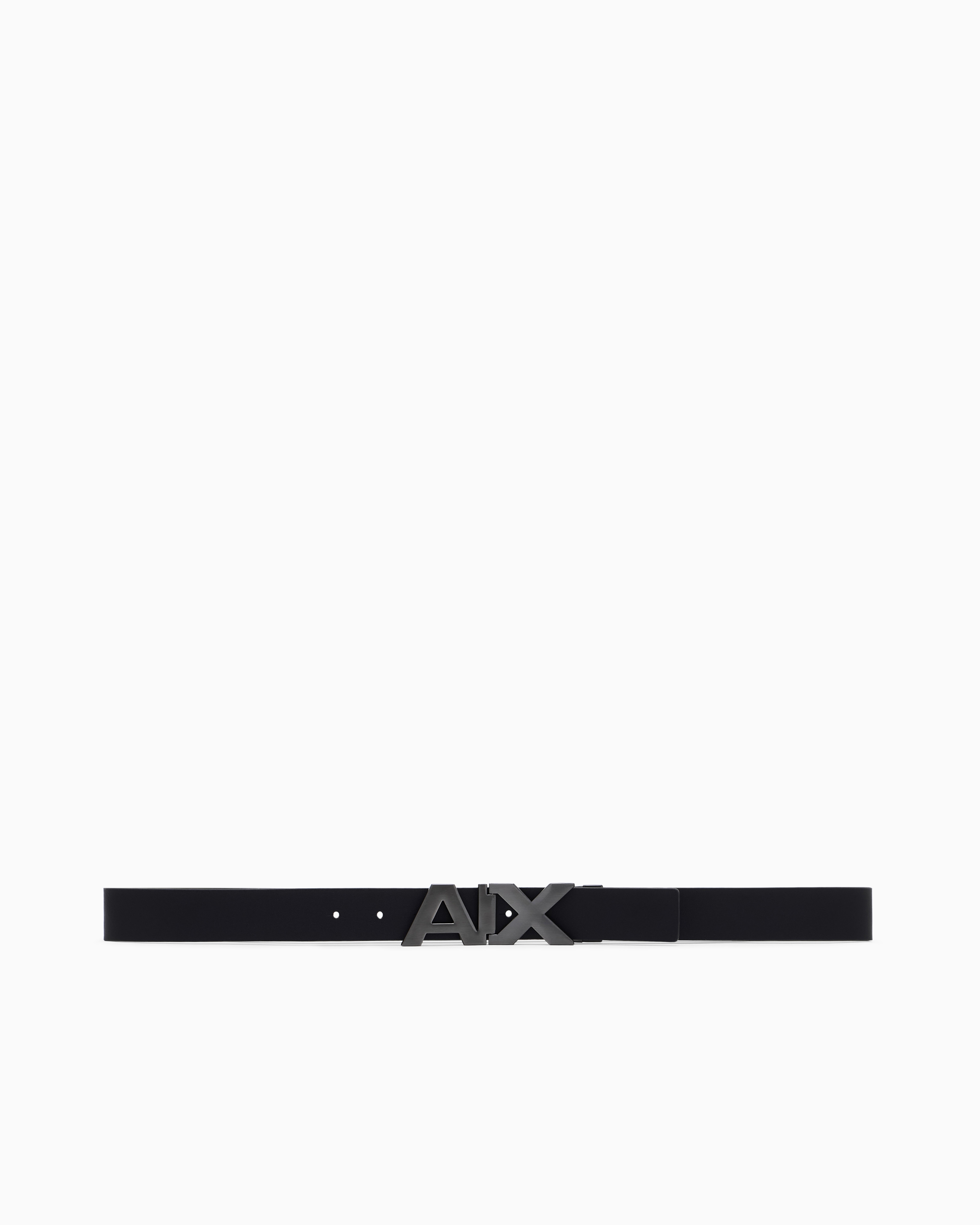 Armani Exchange - Reversible leather belt with satin metal logo buckle, Man, Navy Blue, Size: