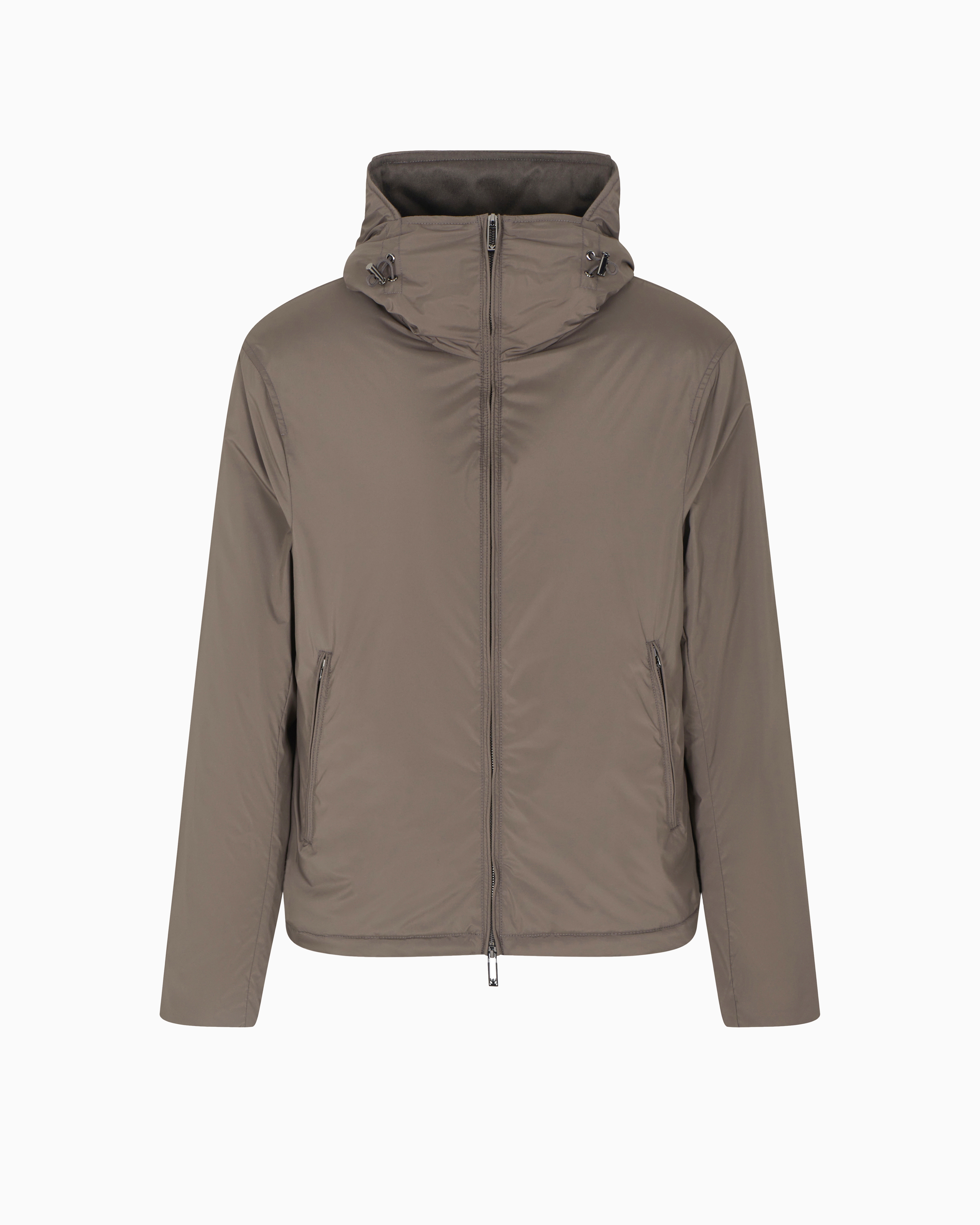 EMPORIO ARMANI ブラック ダウンジャケット XL Full-zip nylon down jacket with all-over matelassé-effect