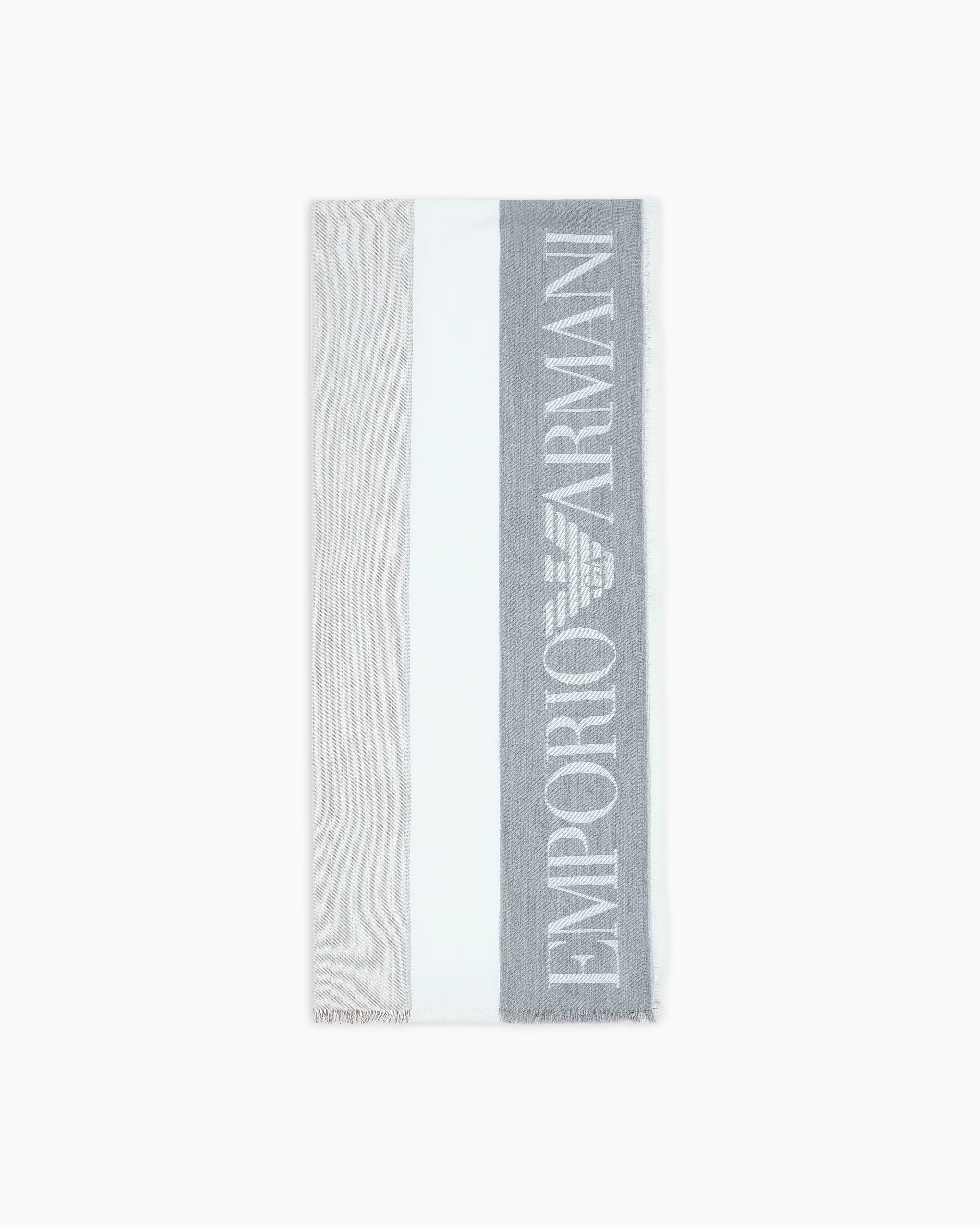 Emporio Armani Logo-jacquard Fringed Scarf In Multi