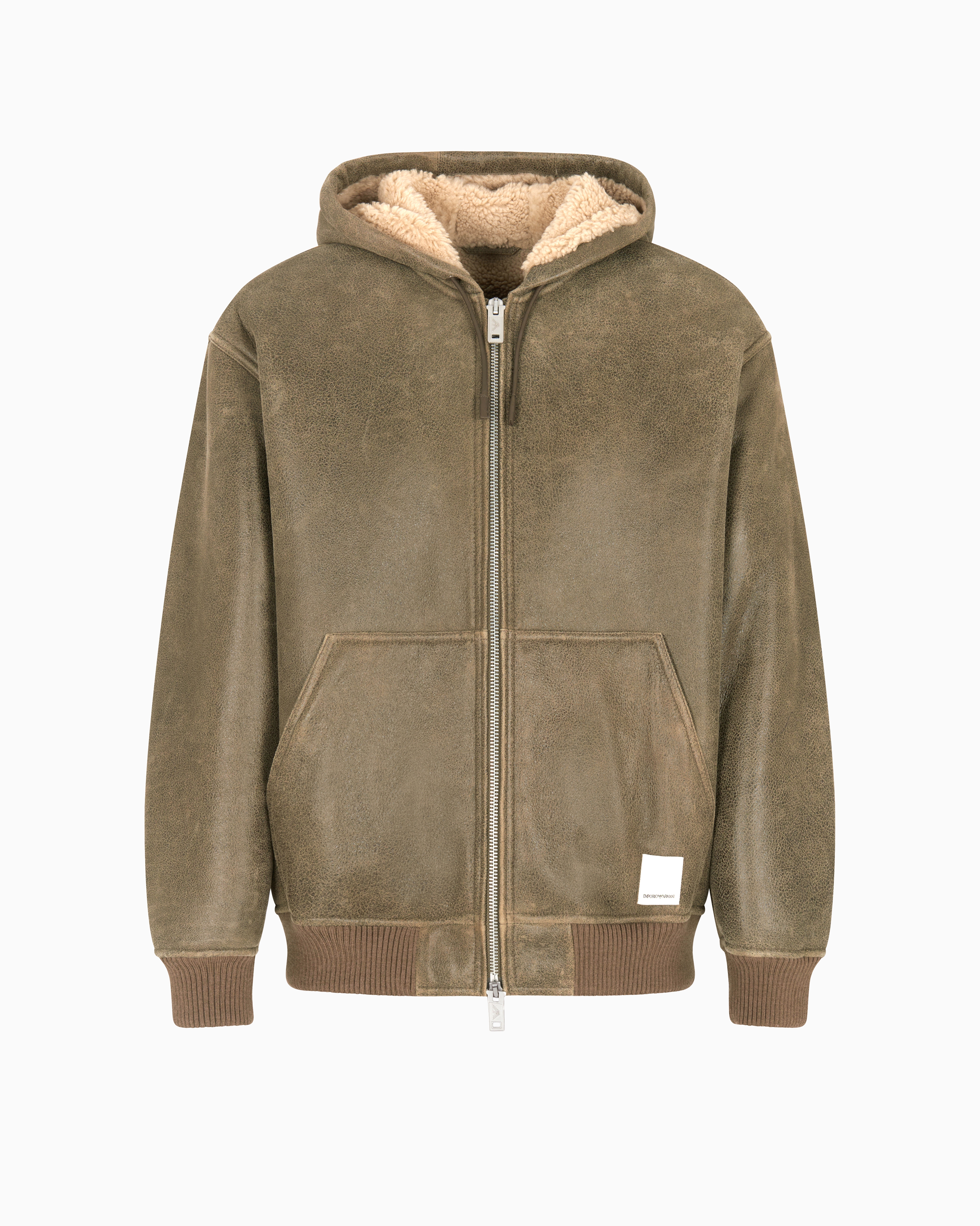 Emporio Armani New York Capsule Collection Lamb Shearling Oversized-fit Blouson In Green