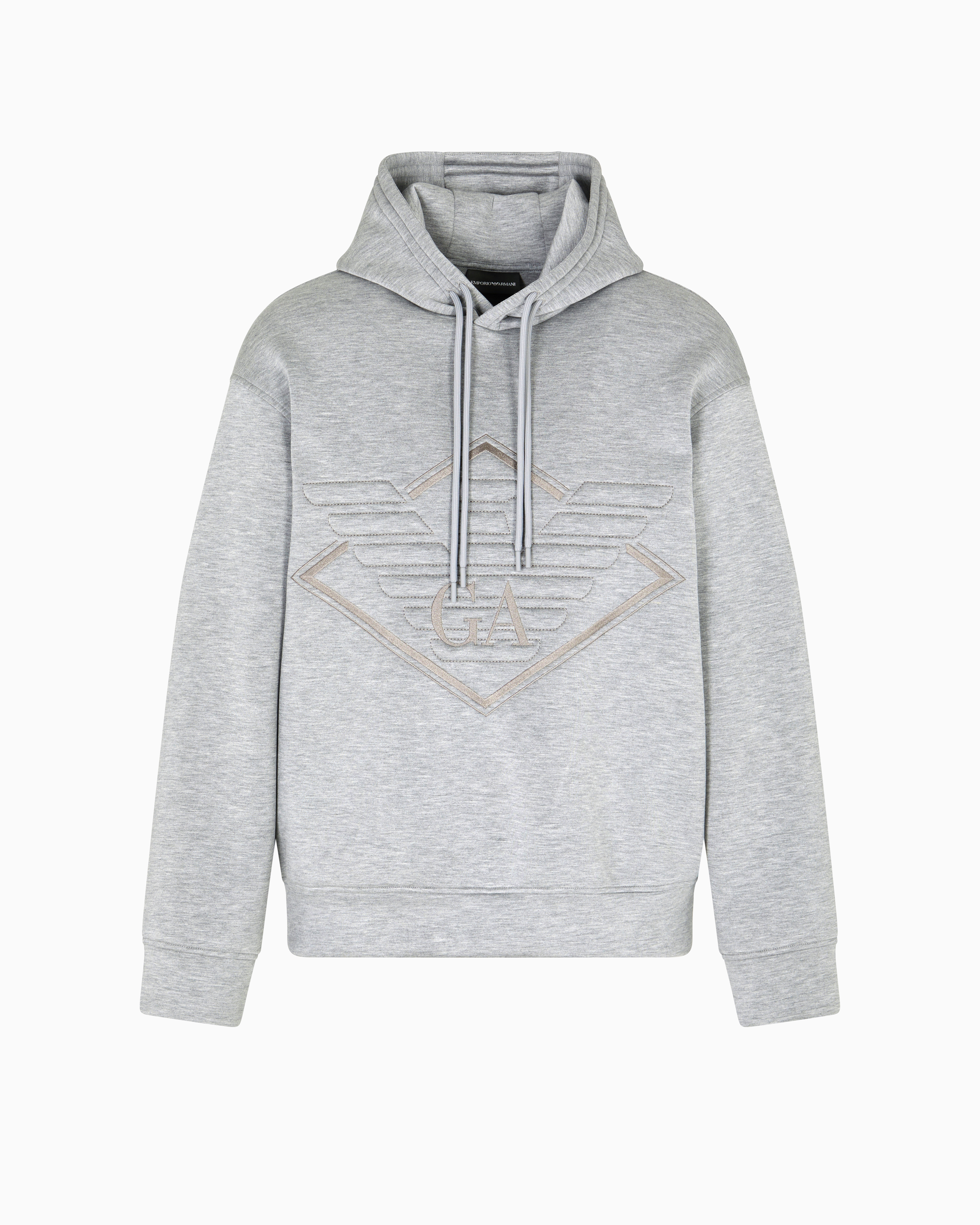 トップス EMPORIO ARMANI HOODED JERSEY EMPORIO ARMANI Double-jersey hooded sweatshirt with flocked