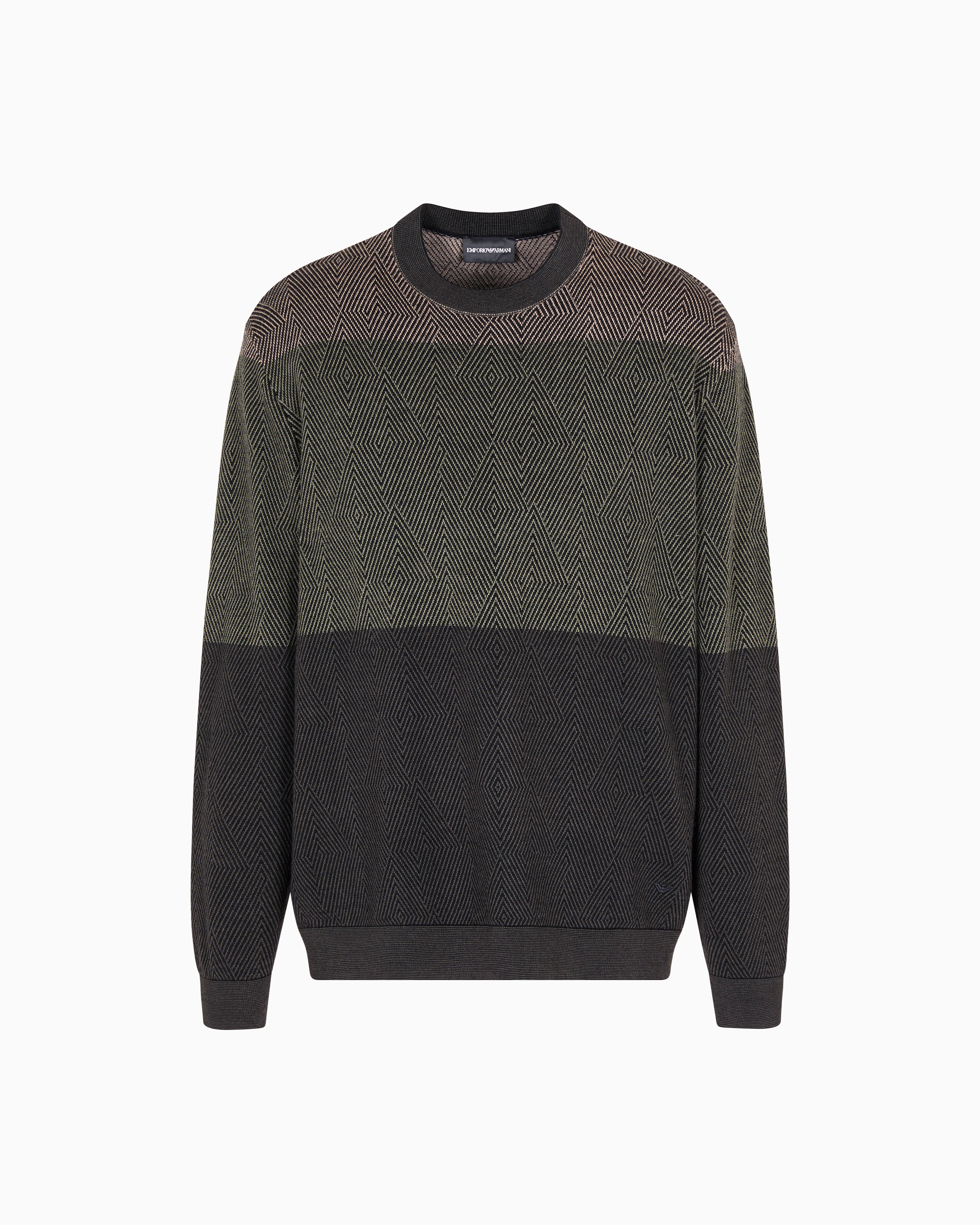 セーター バージンウール マイクロジャカード オプアートダイヤ