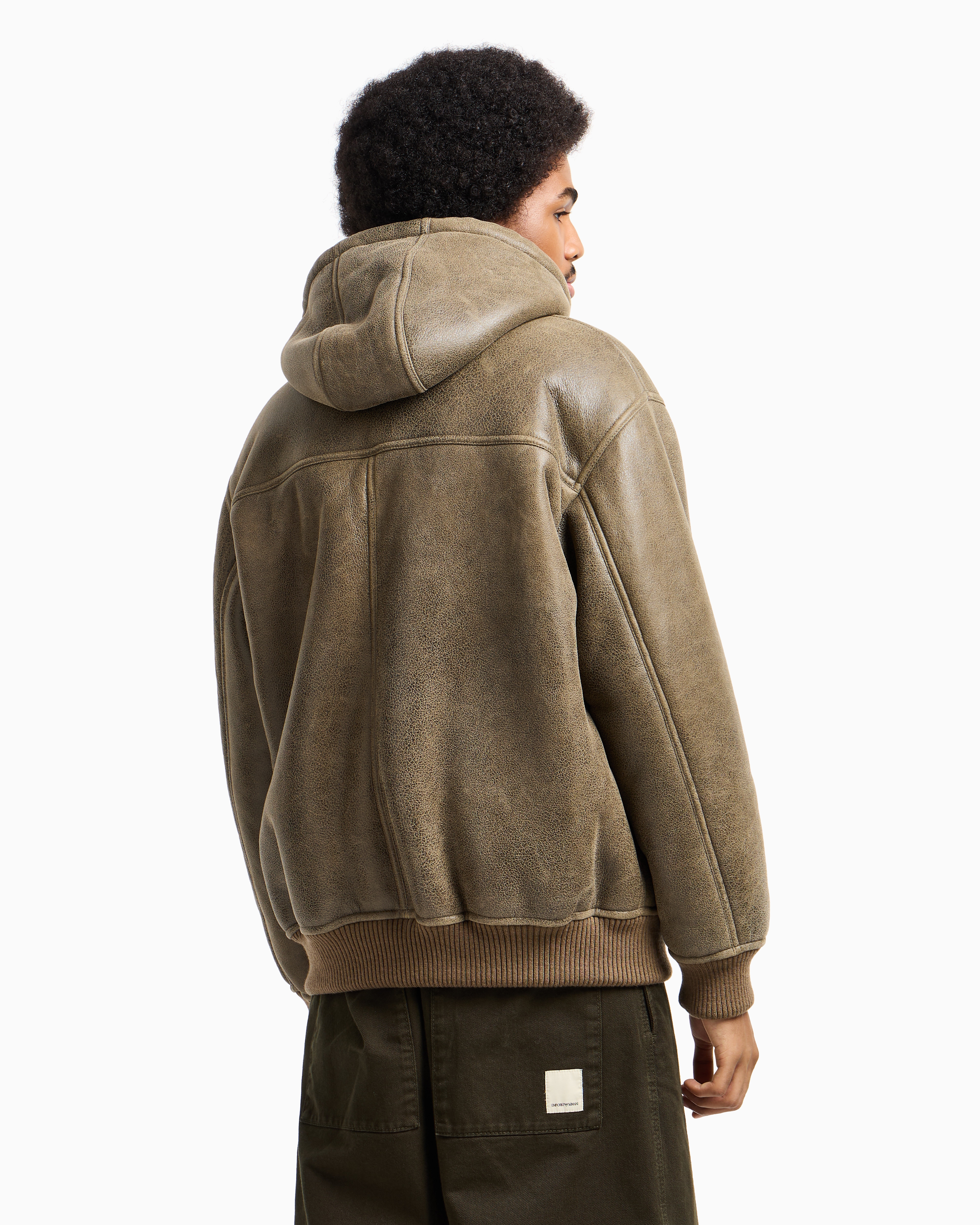Emporio Armani New York Capsule Collection Lamb Shearling Oversized-fit Blouson In Green