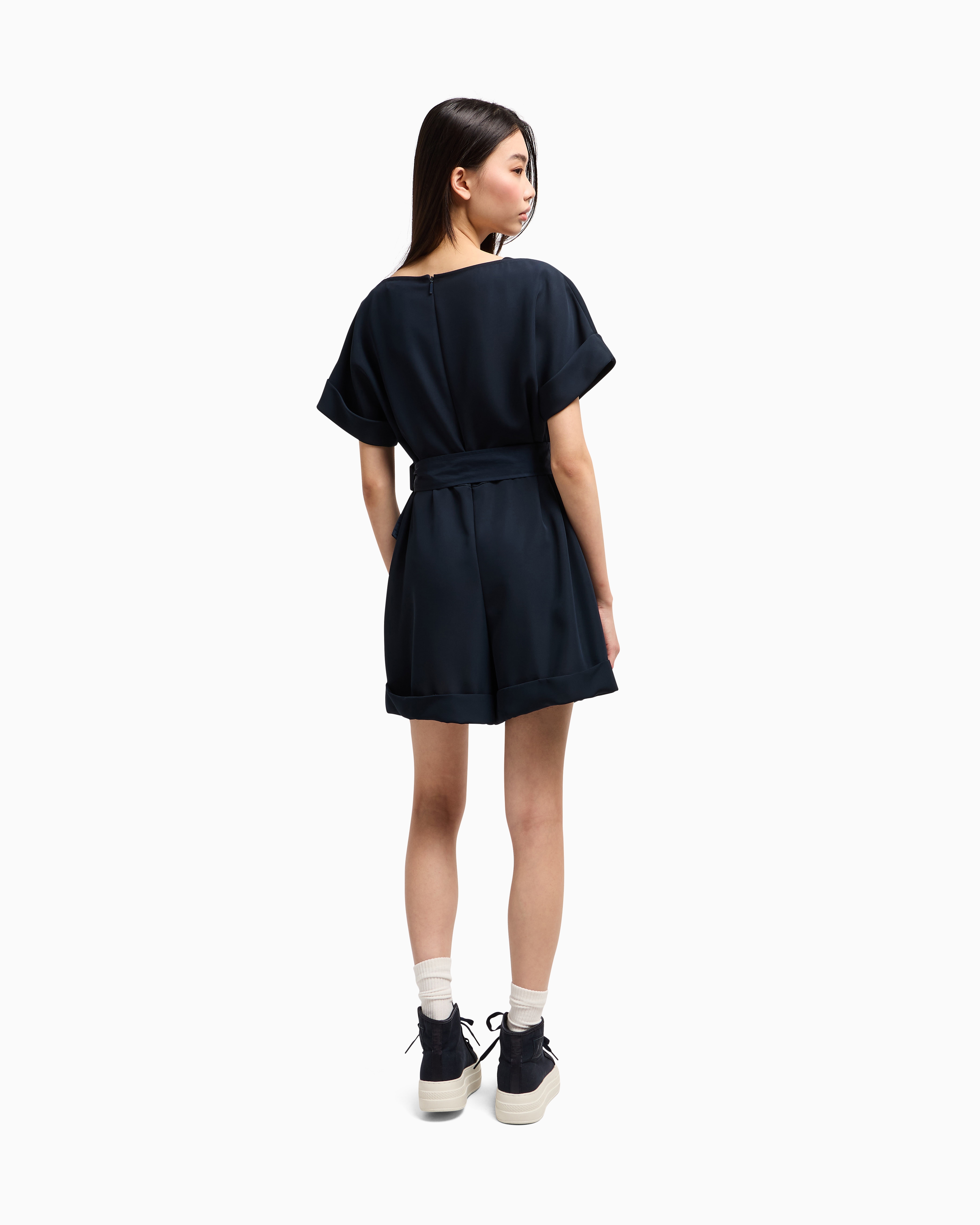 Armani Exchange - ASV Belted Jumpsuit, Woman, Navy_blue, Size: