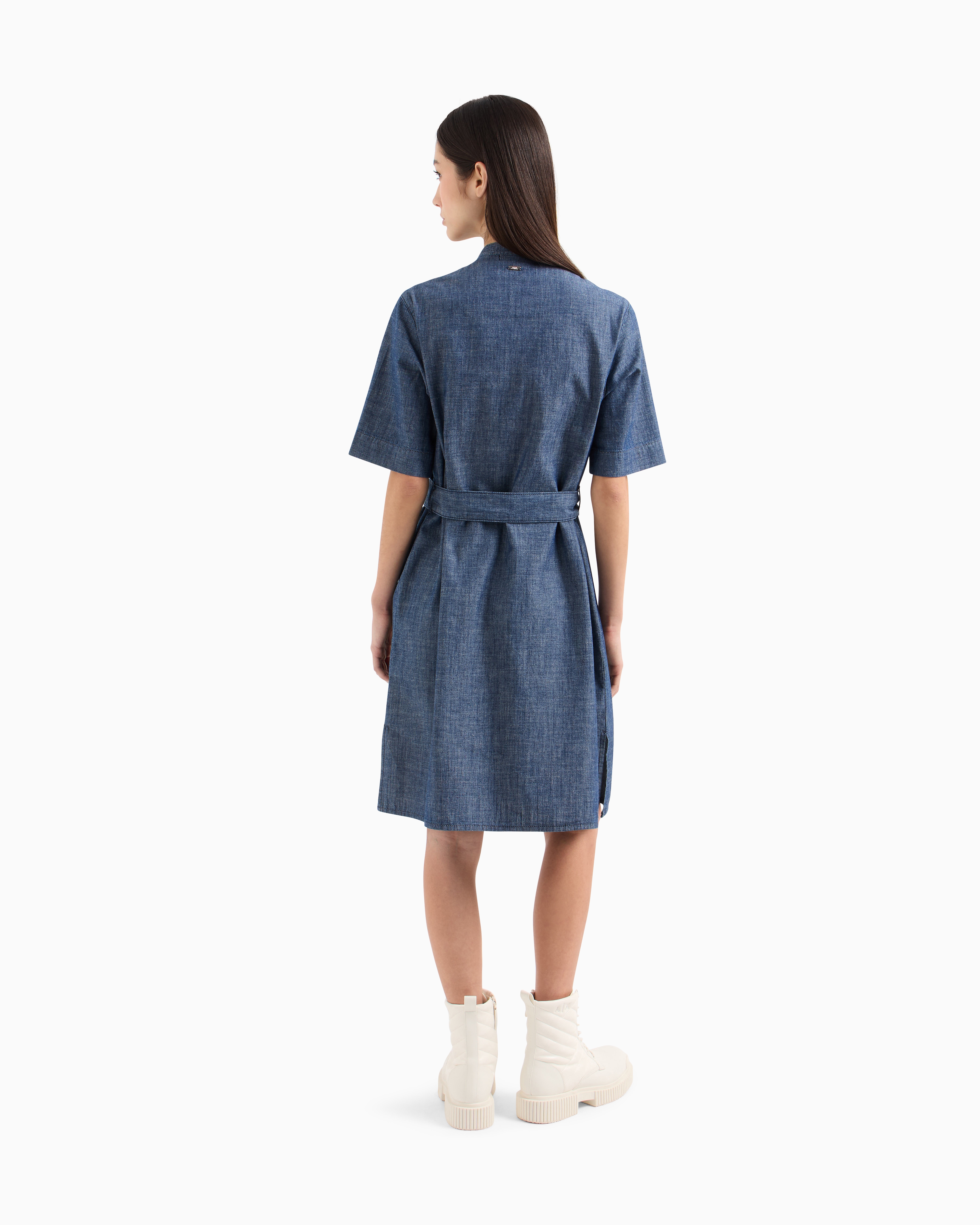Cotton chambray smock dress