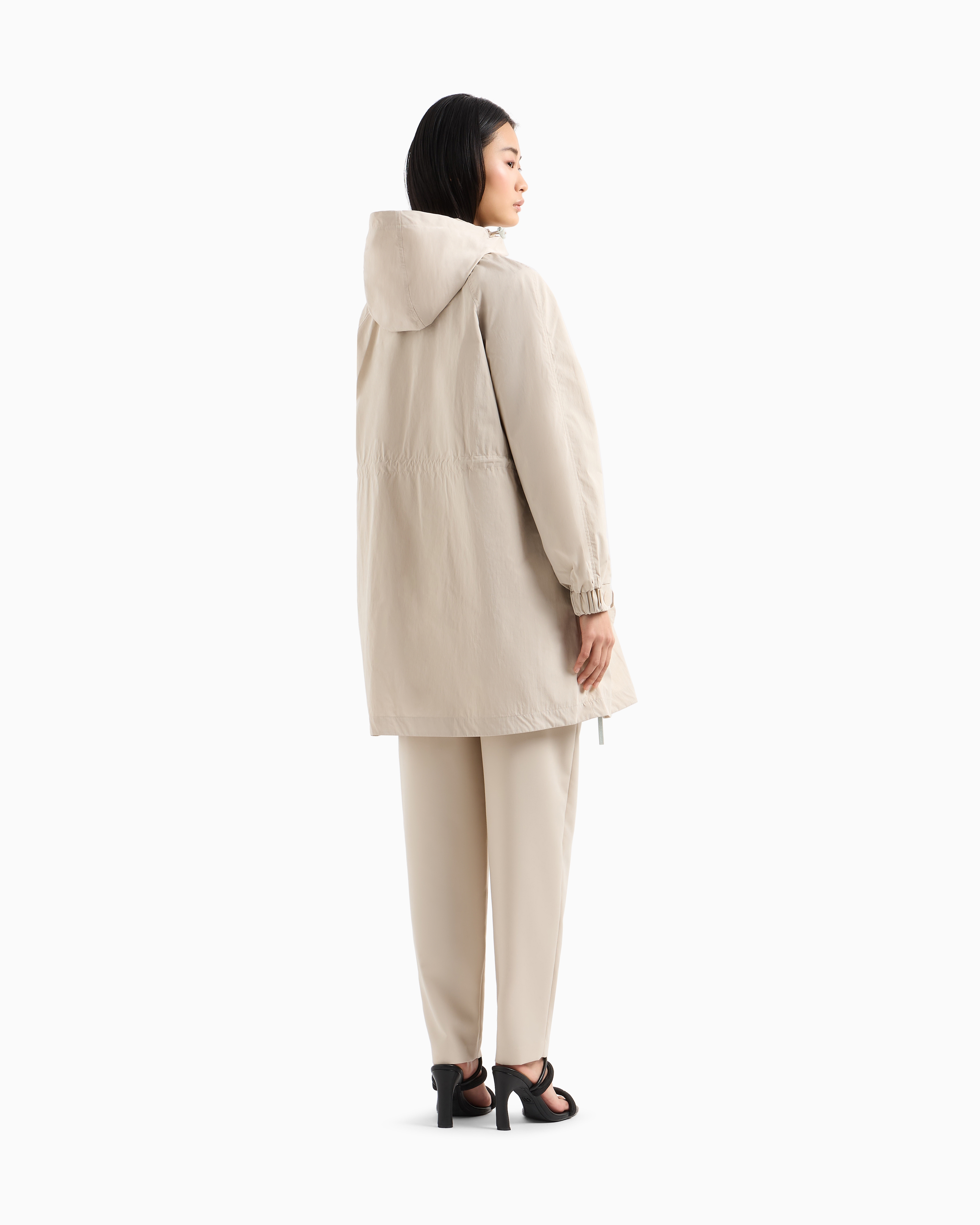 Armani Exchange - Laminated fabric jacket with pockets, Woman, Beige, Size: