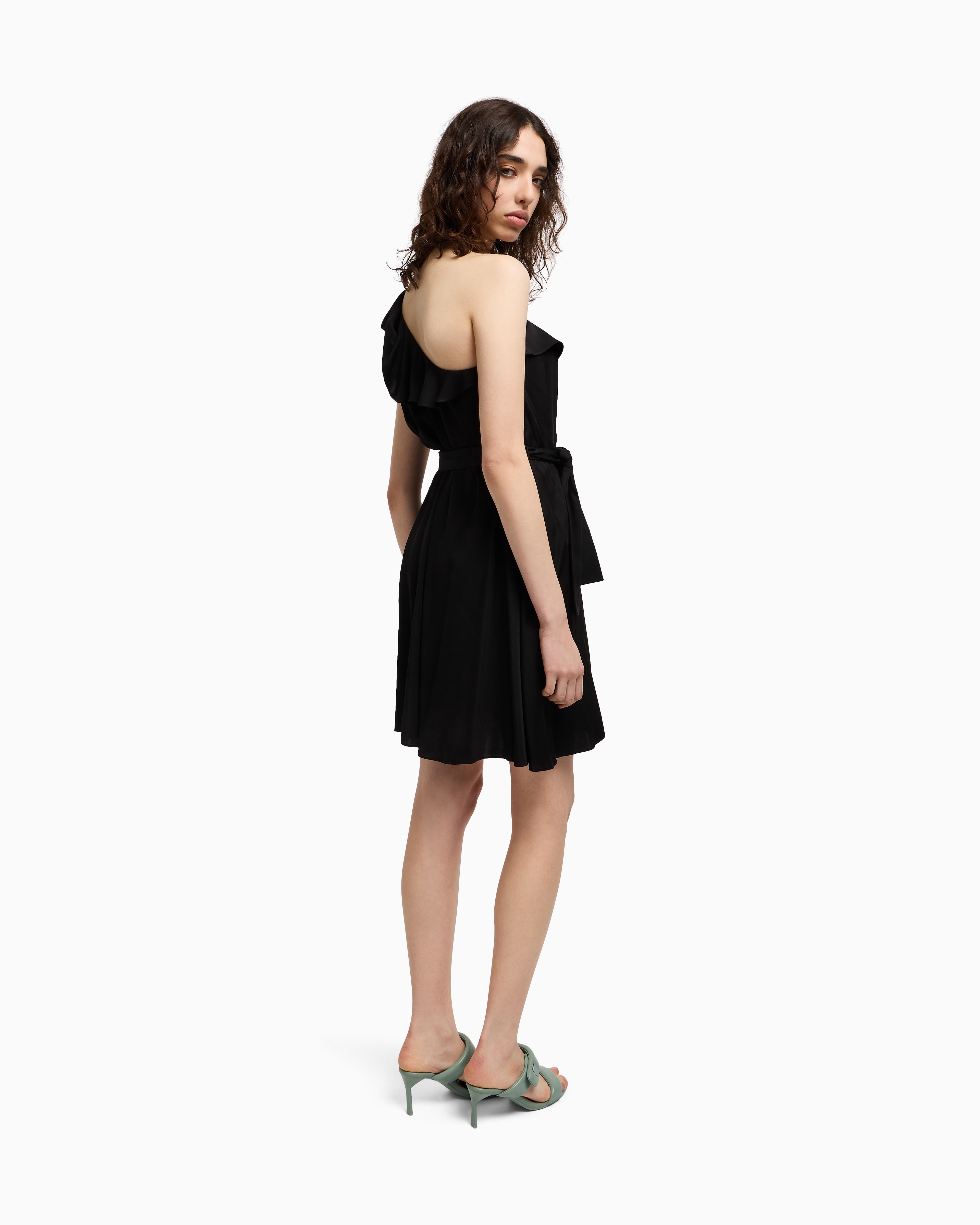 Armani Exchange - One-shoulder viscose dress, Woman, Black, Size: