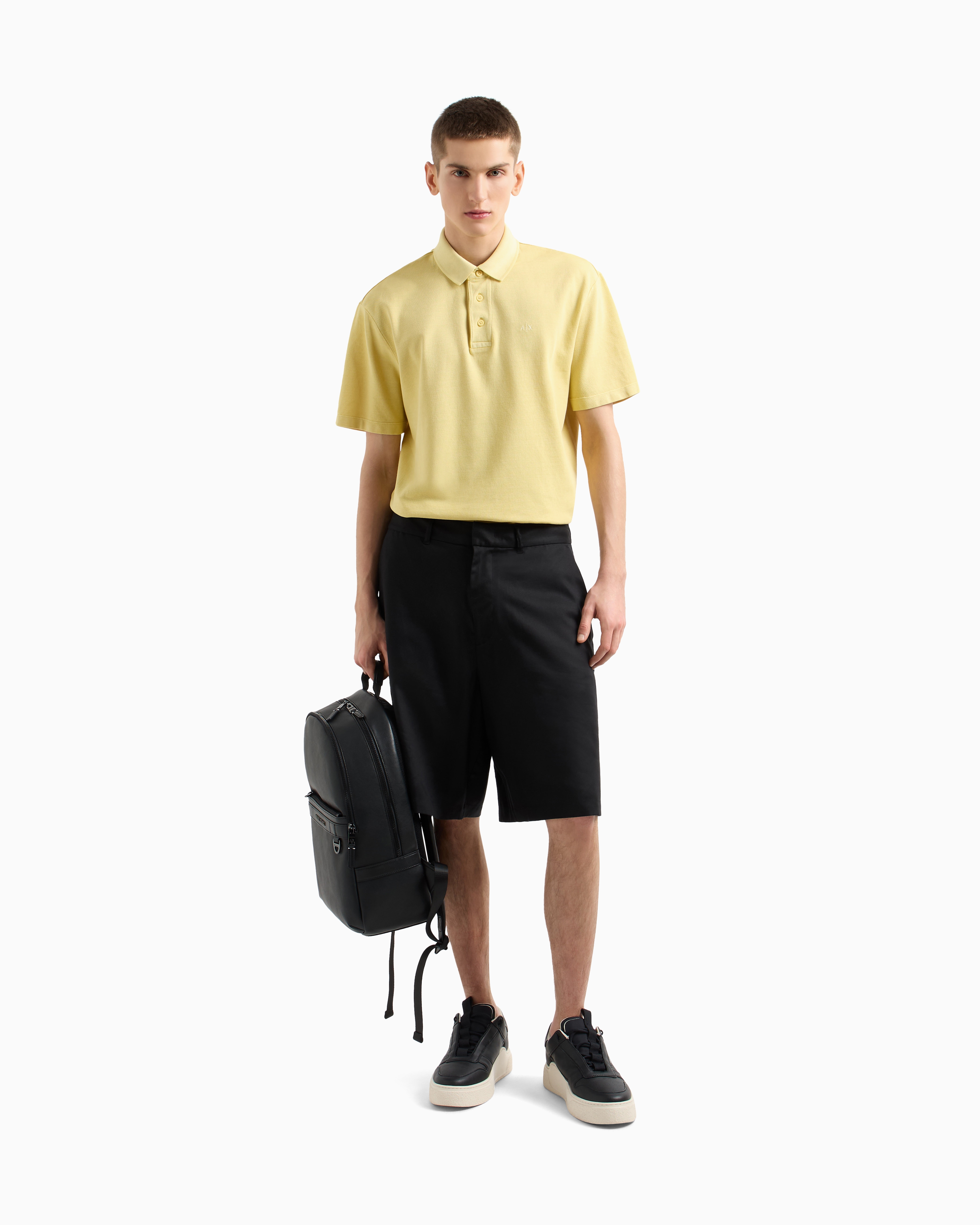 Armani Exchange - Used effect cotton piquet polo, Man, Yellow, Size: