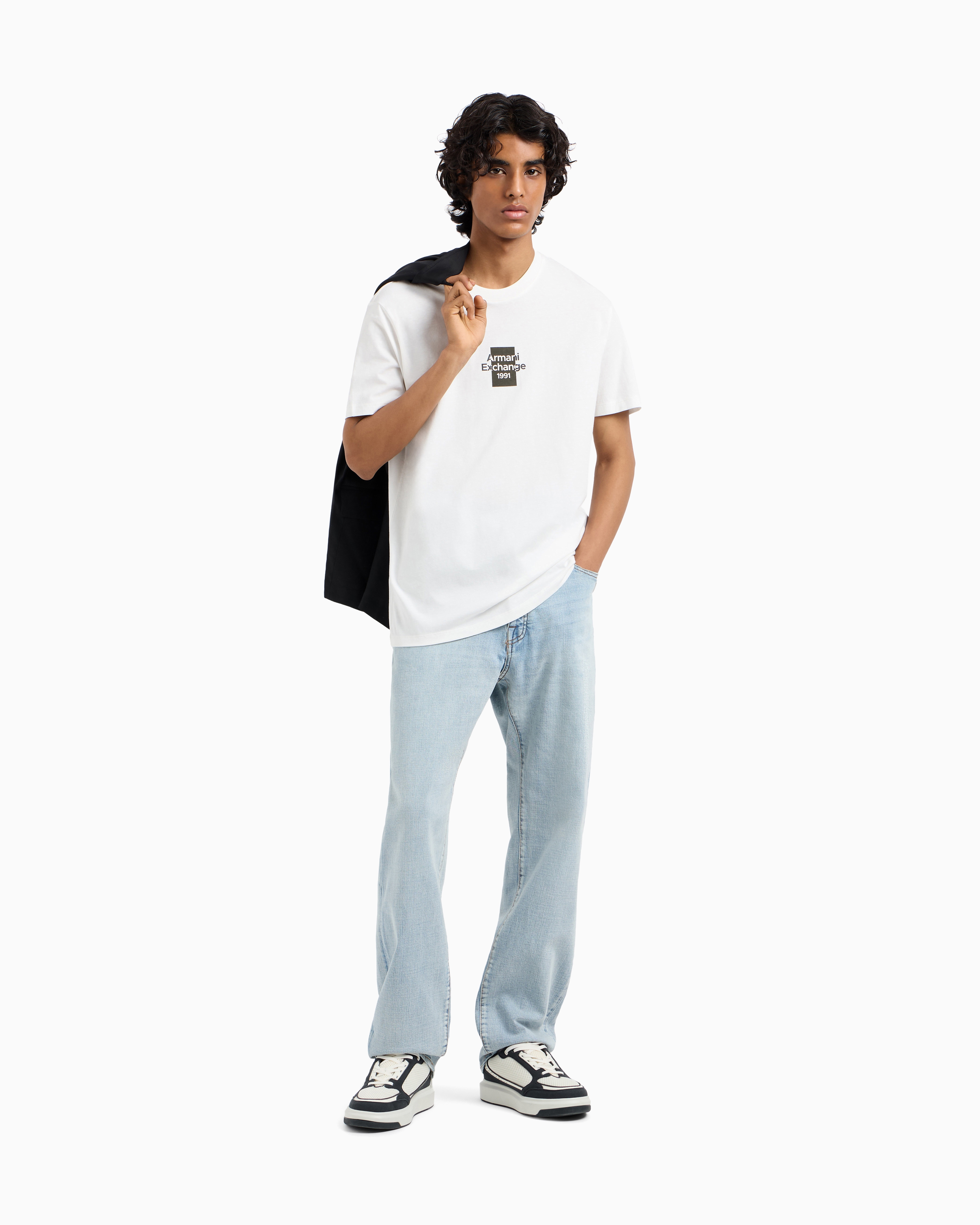 Armani Exchange - Regular fit cotton T-shirt with logo, Man, White, Size: