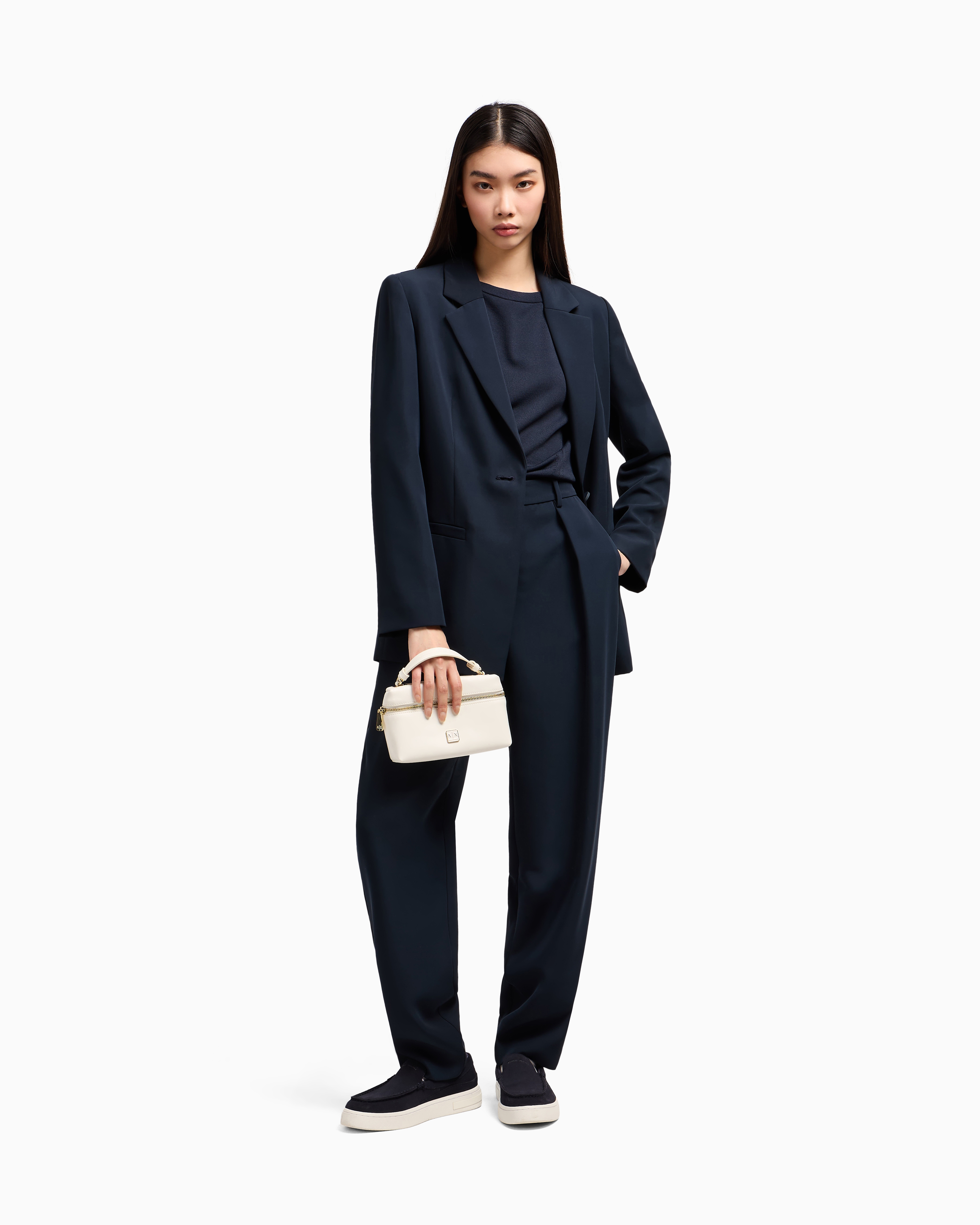Armani Exchange - Soft trousers with pleats, Woman, Navy_blue, Size: