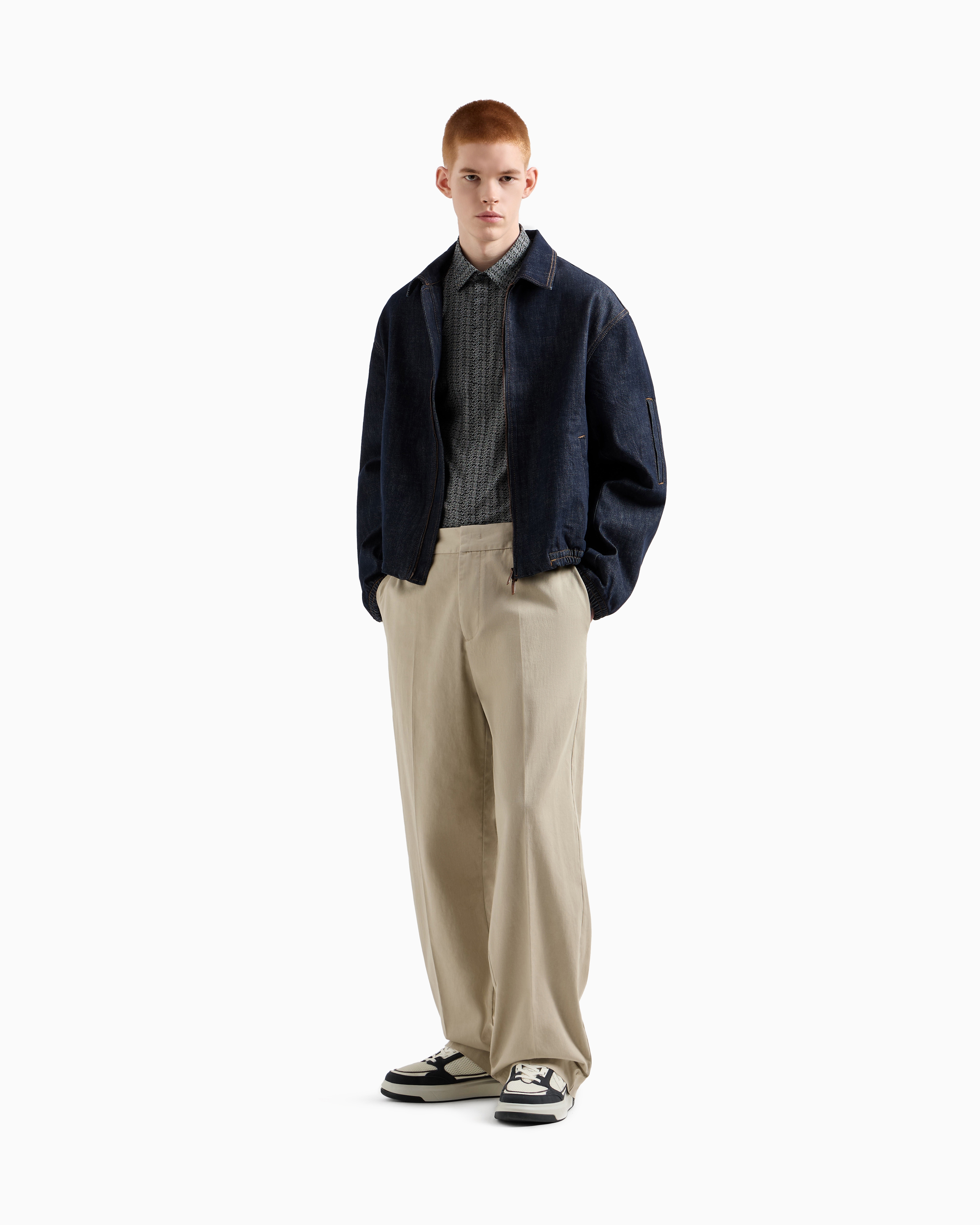 Oversized cotton twill trousers