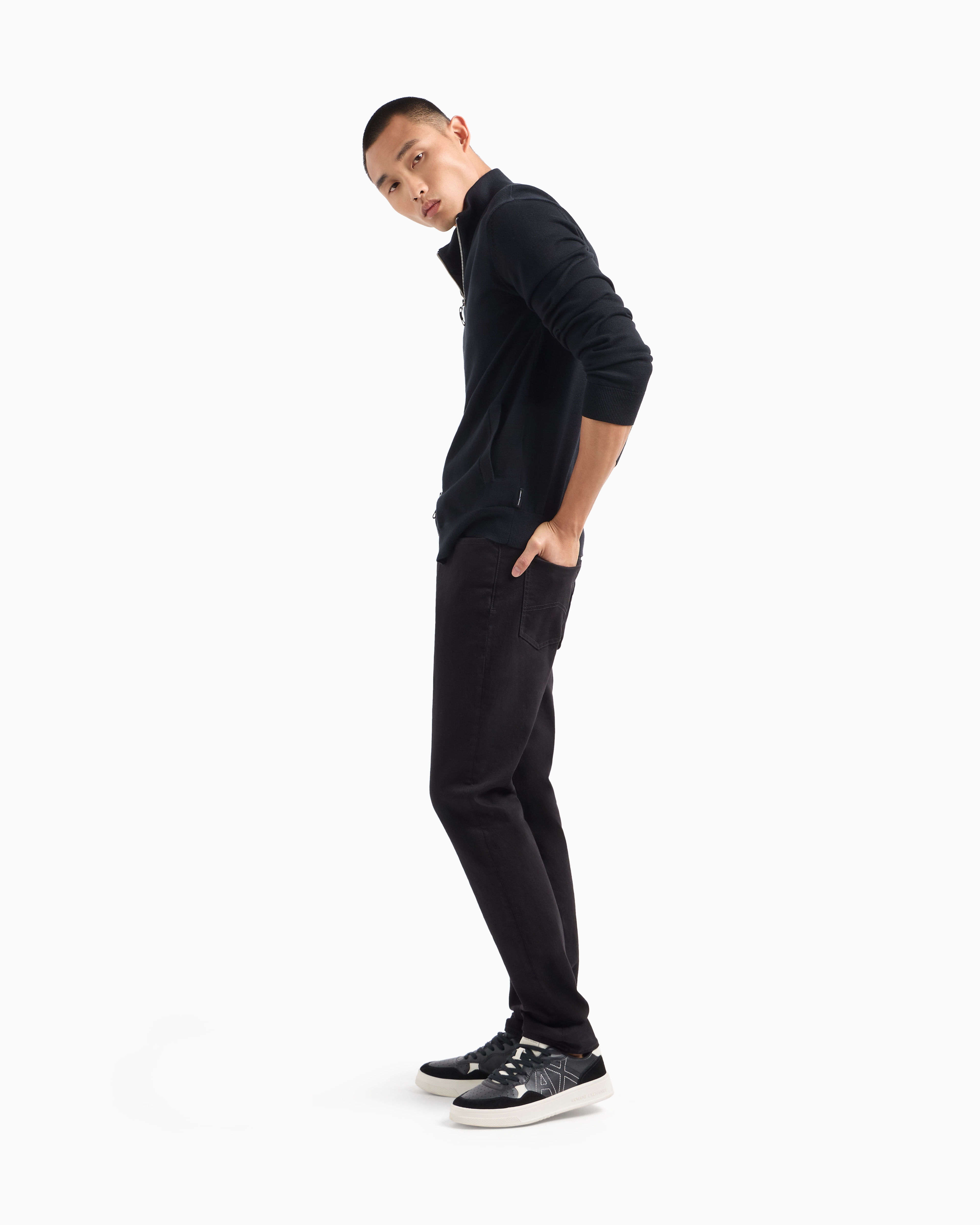 Armani Exchange -  Organic Cotton Fullzip Cardigan, Man, Black, Size: