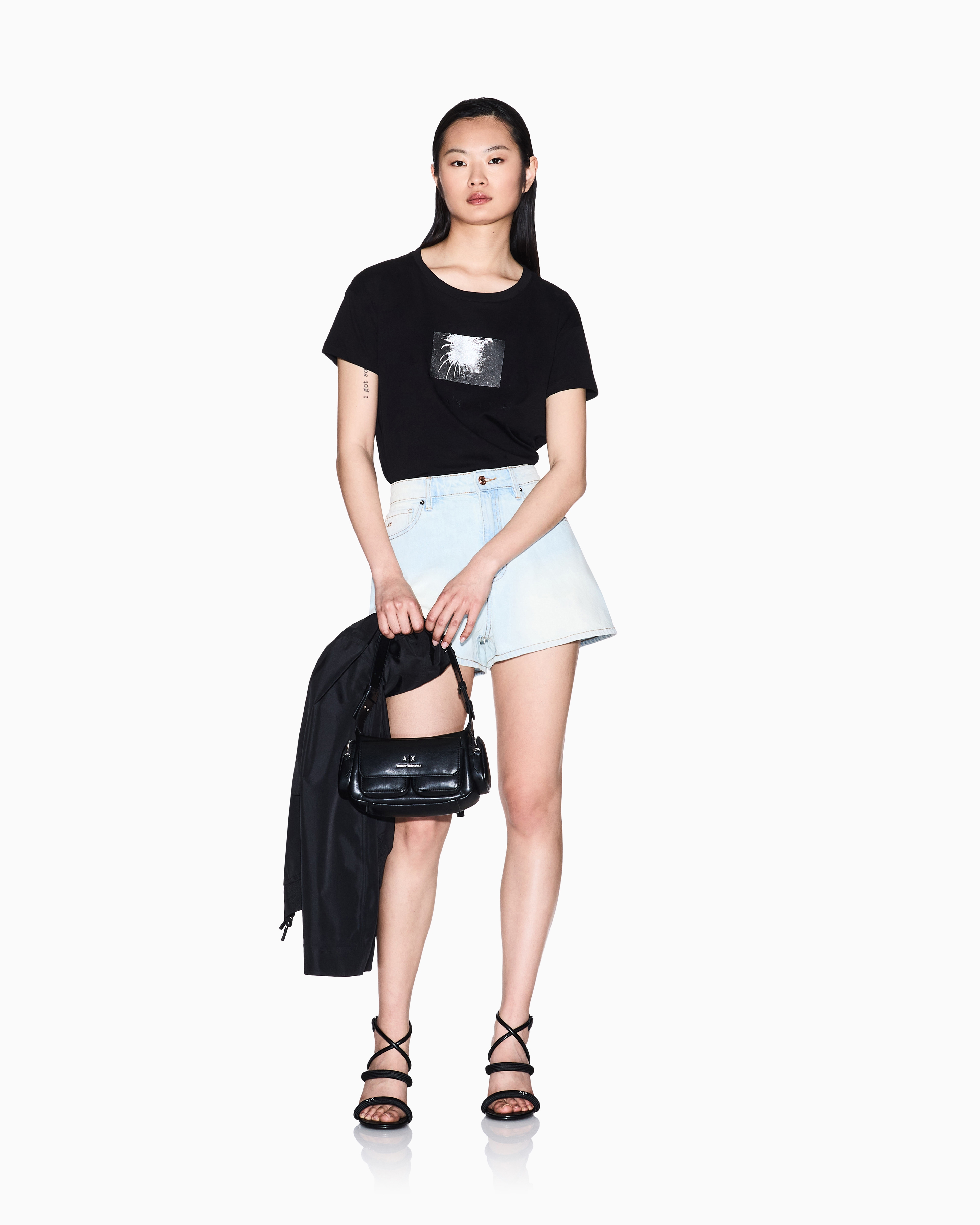 Used effect denim shorts