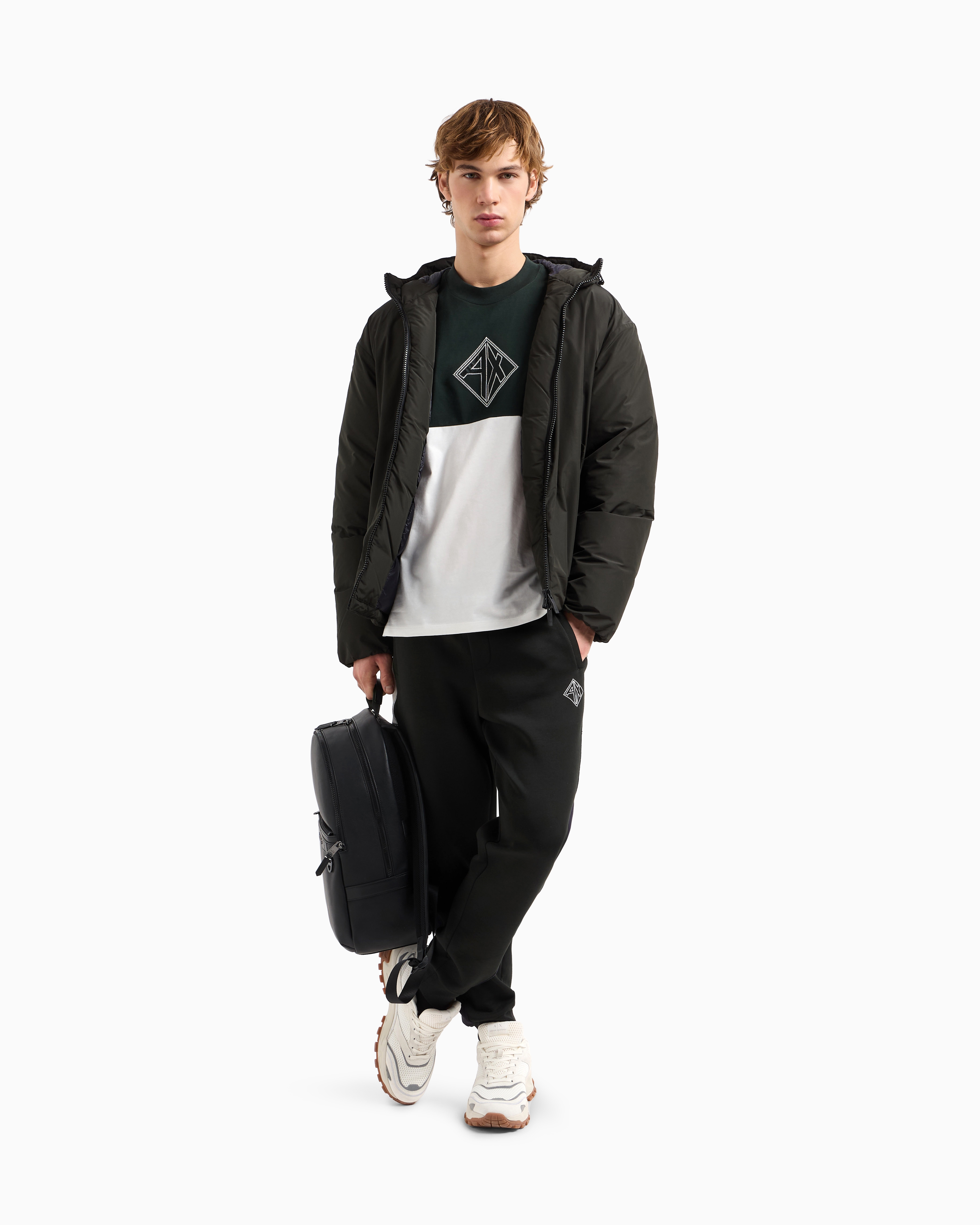 Armani Exchange - Regular fit T-shirt with logo print, Man, Green, Size: