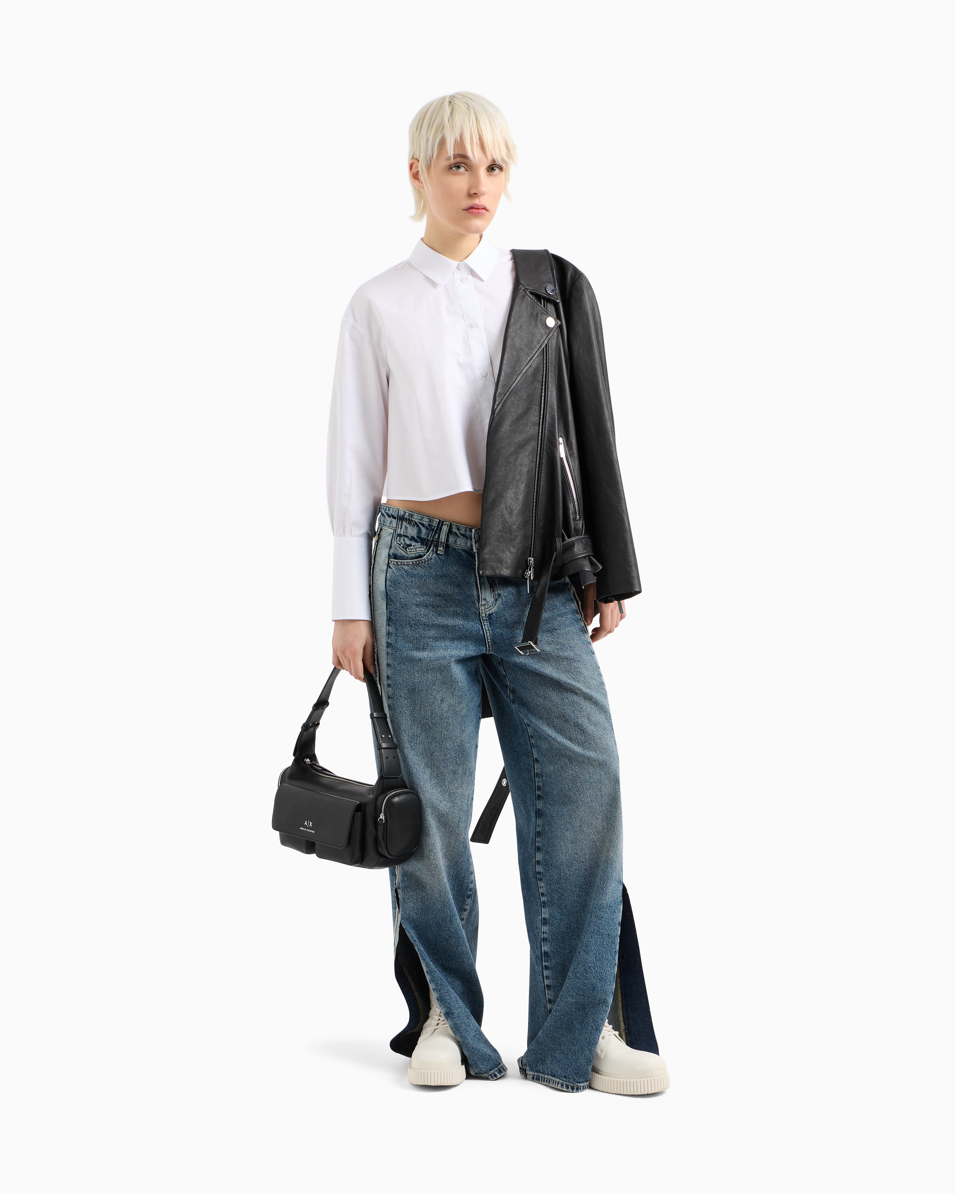 デニム・ジーパン ARMANI EXCHANGE Woman Jeans Denim XW000308AF12091 MB002 サイドパネルディテール ミディアムアブルーウォッシュデニム