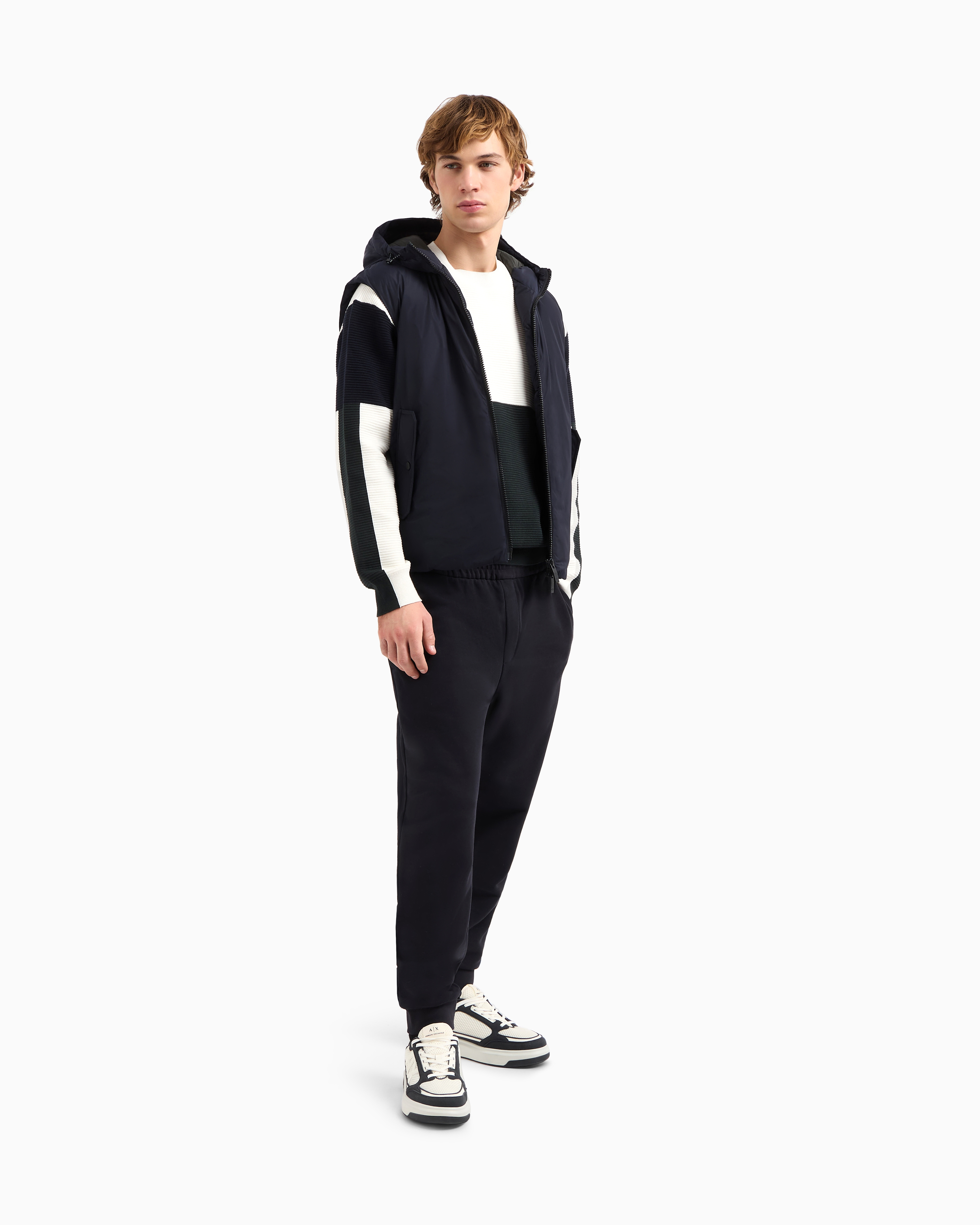 Armani Exchange - Cotton French Terry Jogger Pants, Man, Navy Blue, Size: