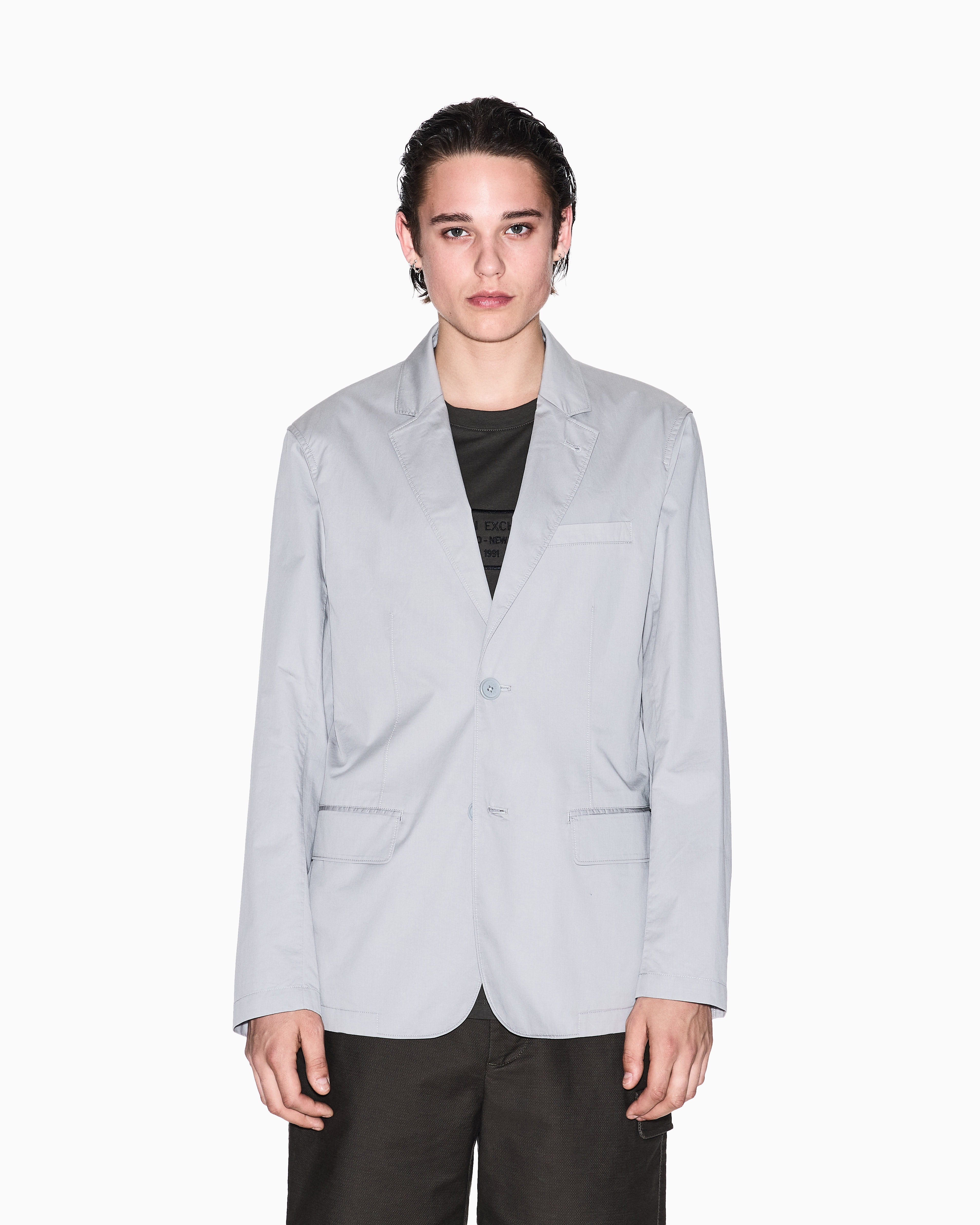 Armani Exchange - Single-breasted cotton twill jacket, Man, Grey, Size: