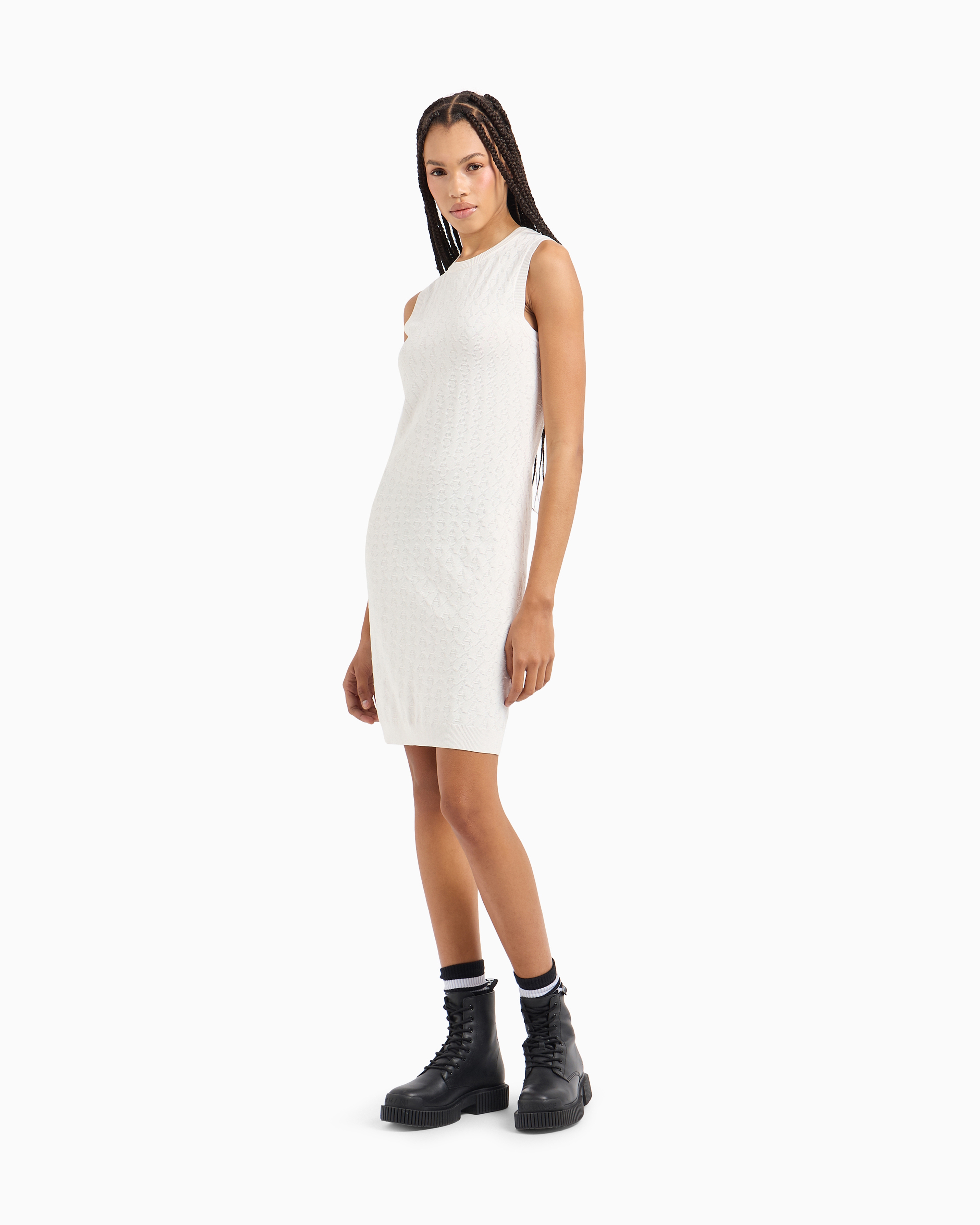 Armani Exchange - Sheath dress with allover logo, Woman, White, Size:
