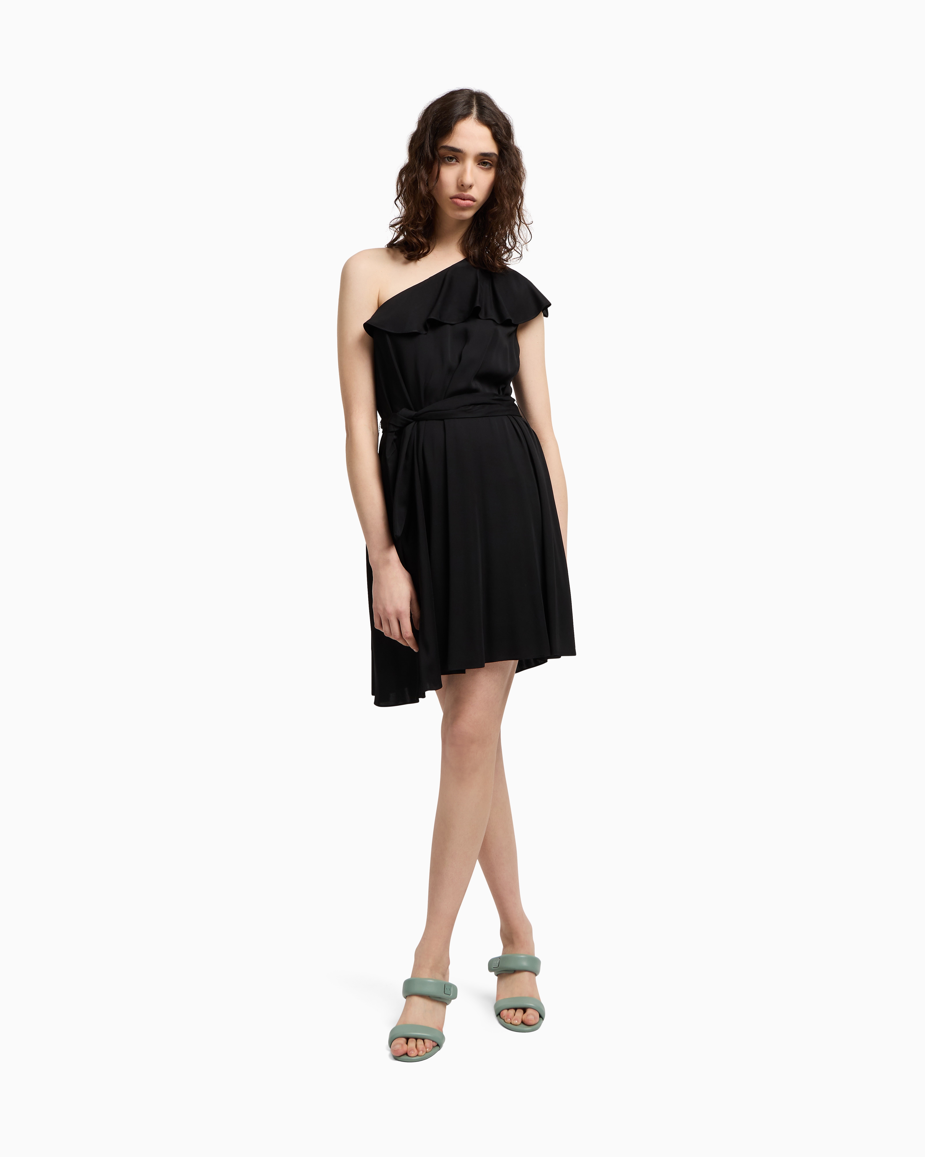 Armani Exchange - One-shoulder viscose dress, Woman, Black, Size: