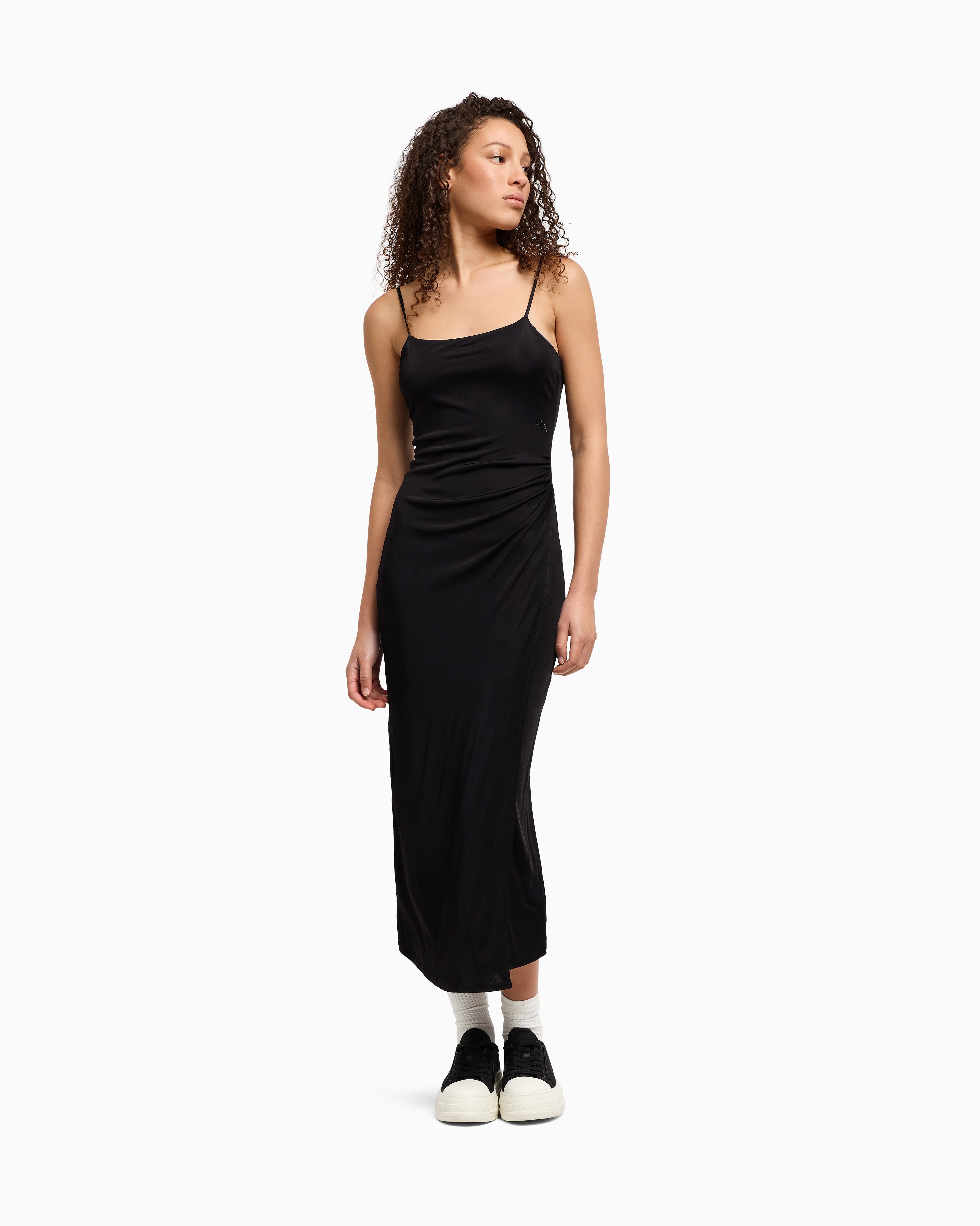 Long jersey dress with drape