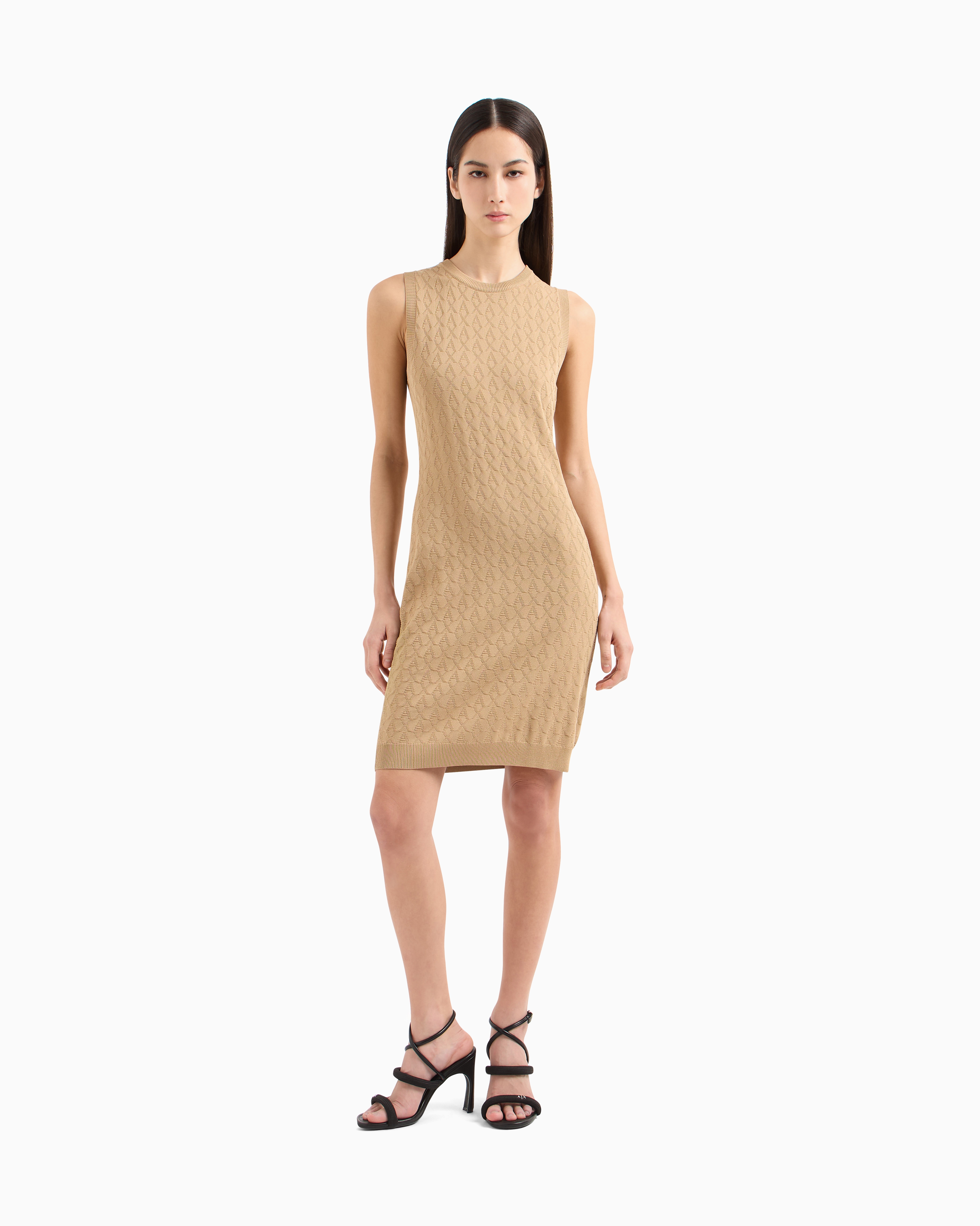 Armani Exchange - Sheath dress with allover logo, Woman, Camel, Size: