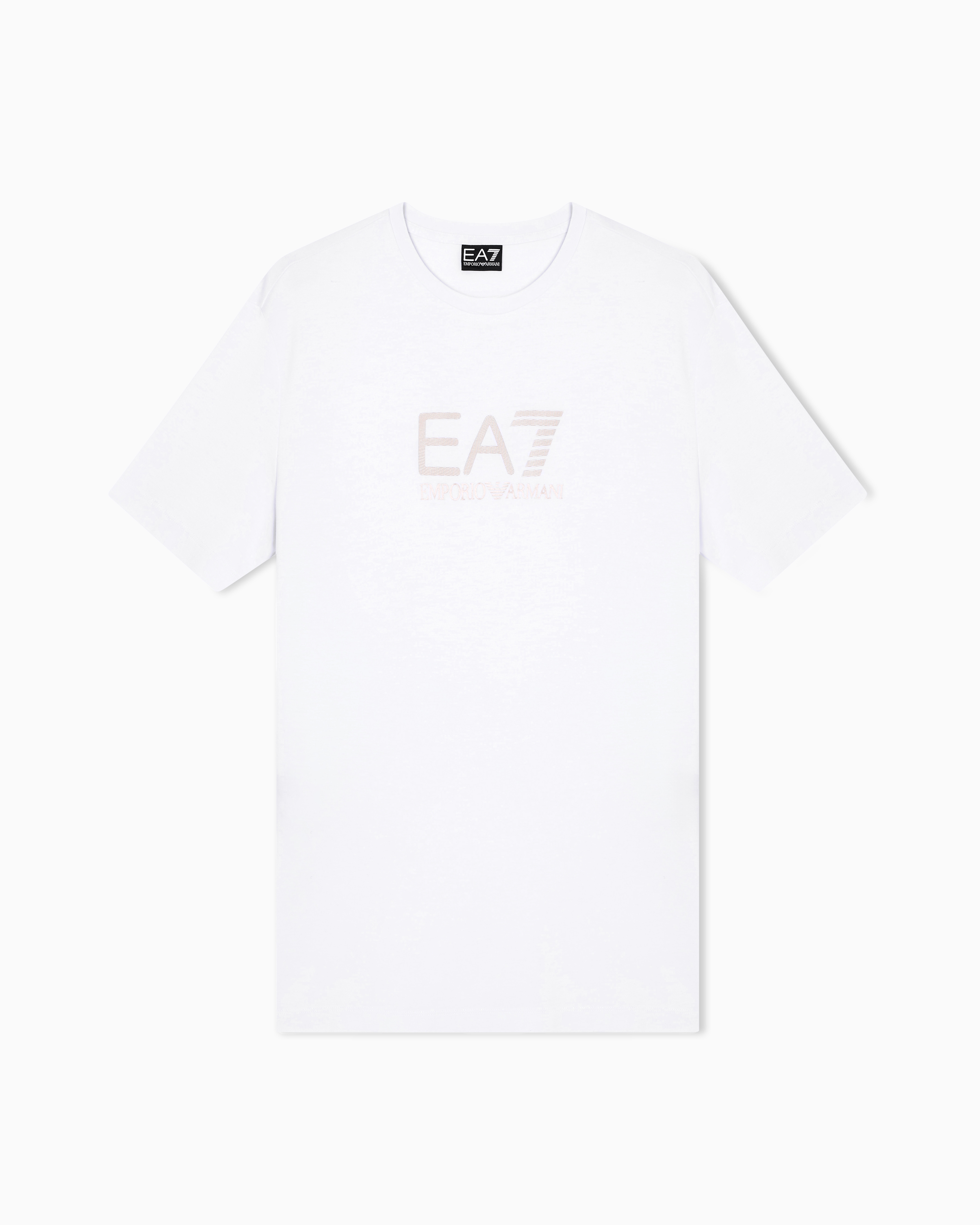 Ea7 T-shirt Ras-du-cou Gold Label En Mélange De Viscose In White