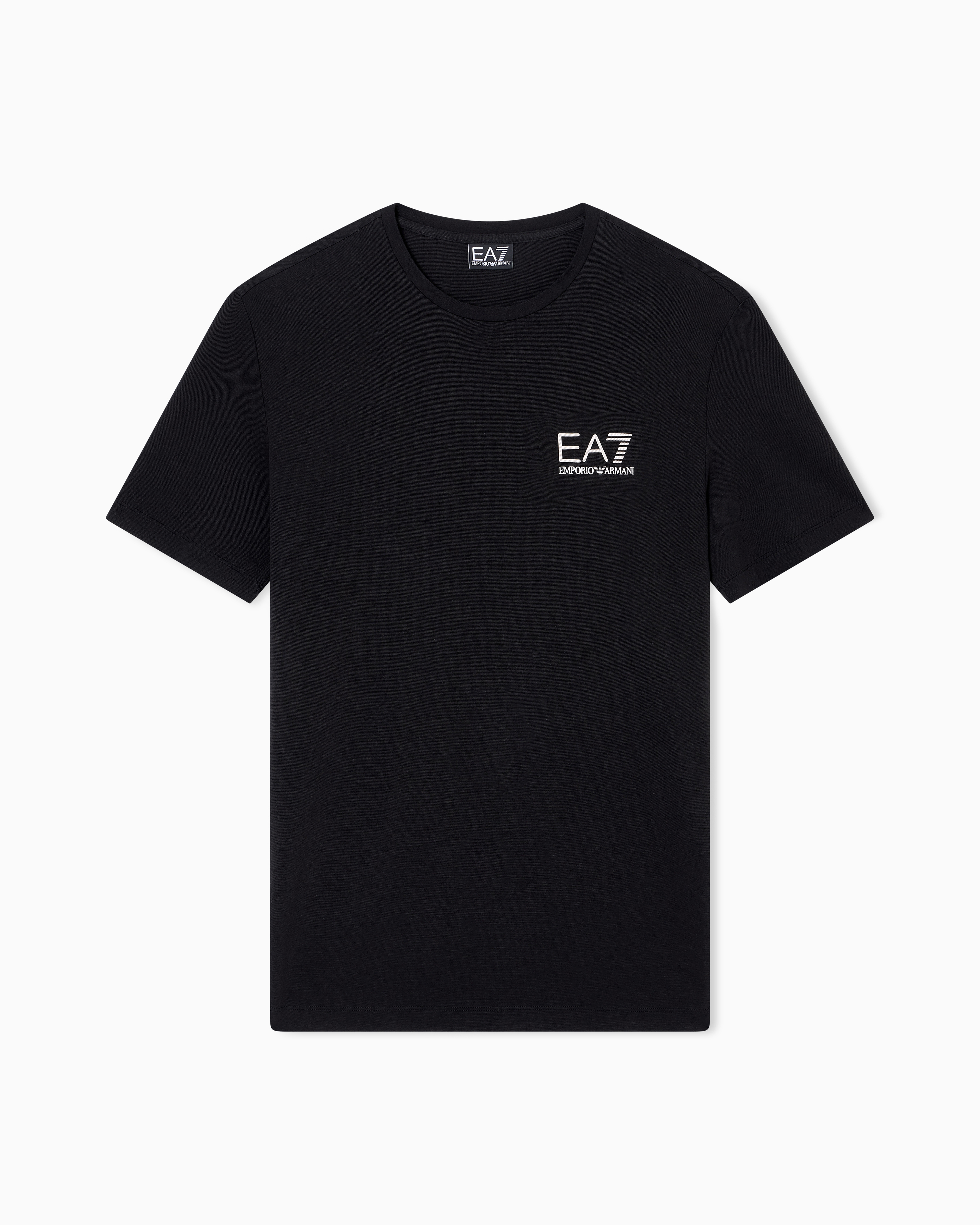 Ea7 T-shirt À Manches Courtes Gold Label En Mélange De Viscose In Black