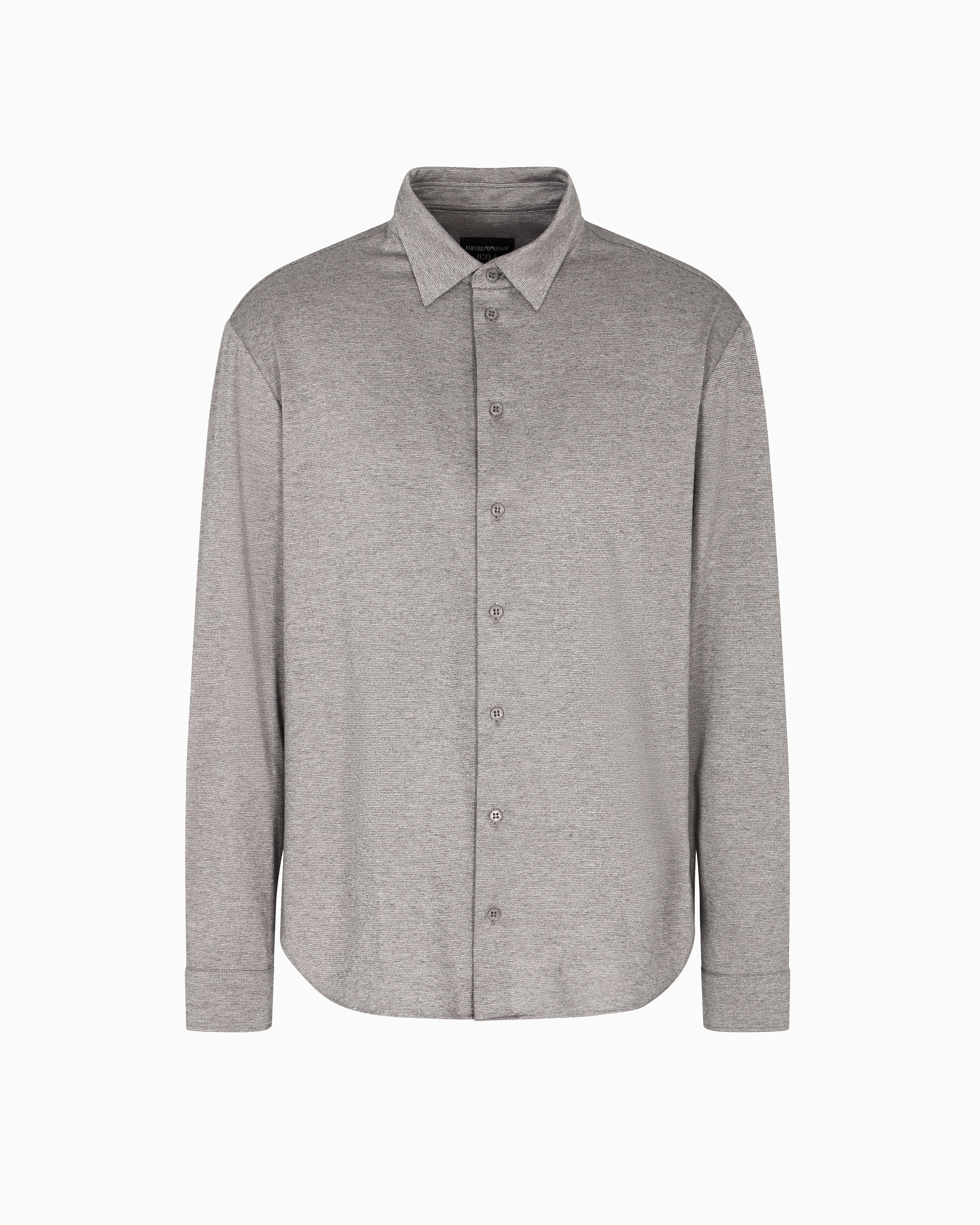 Emporio Armani Icon Jaspé Jersey Shirt In Gray