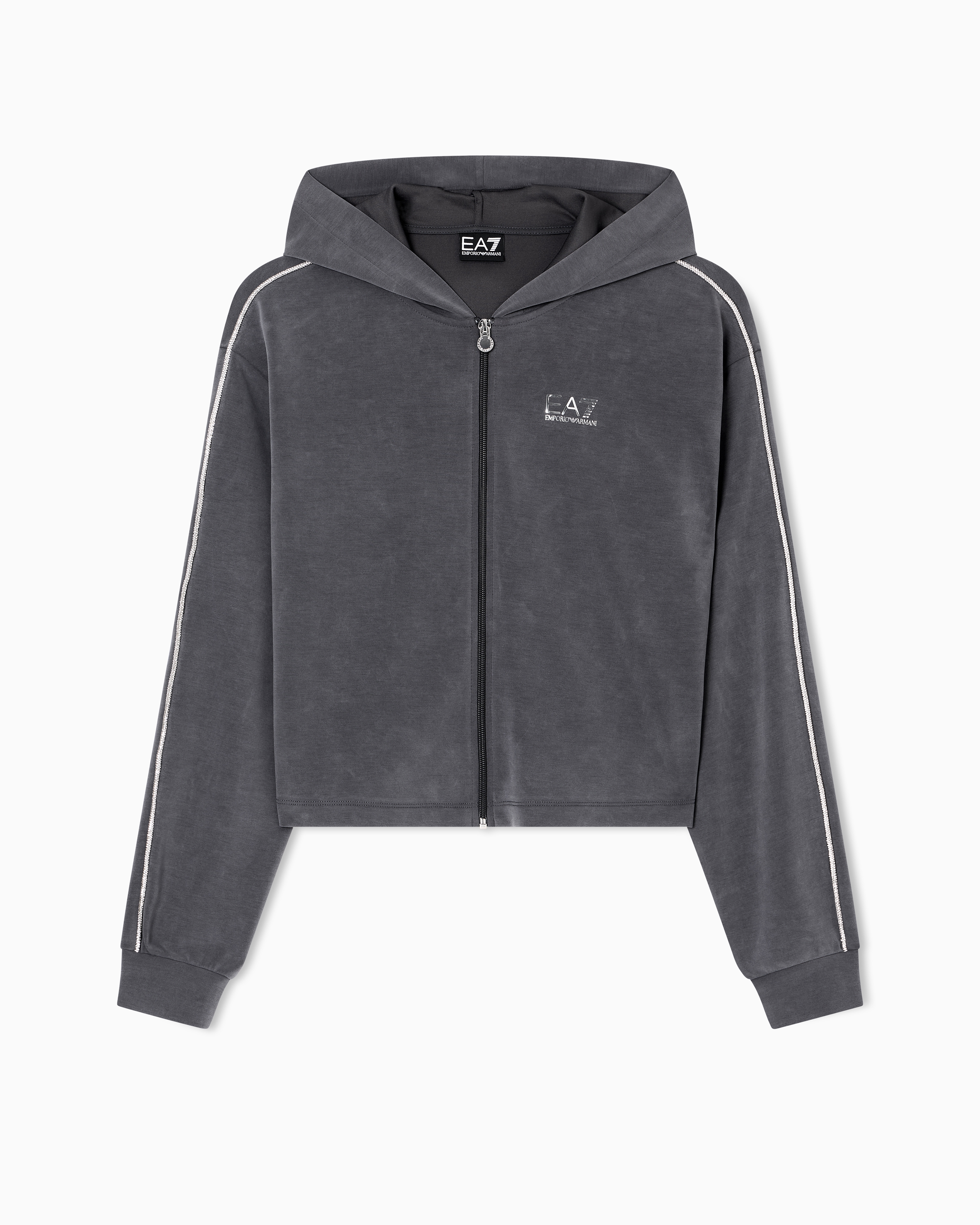 Ea7 Sweat-shirt Façon Cardigan Precious En Interlock De Modal Stretch