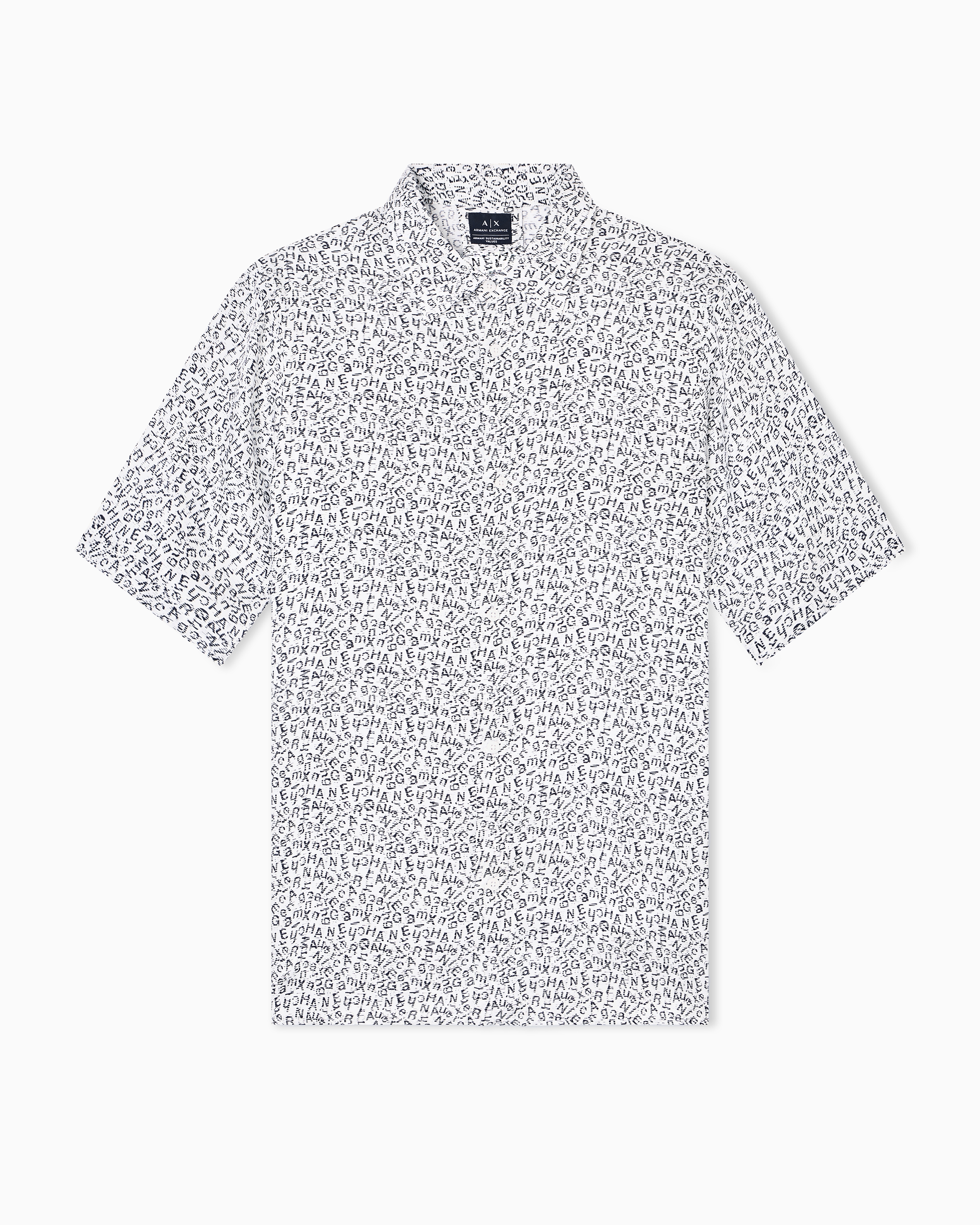 Armani Exchange All-over Print Short-sleeved Shirt In Gray