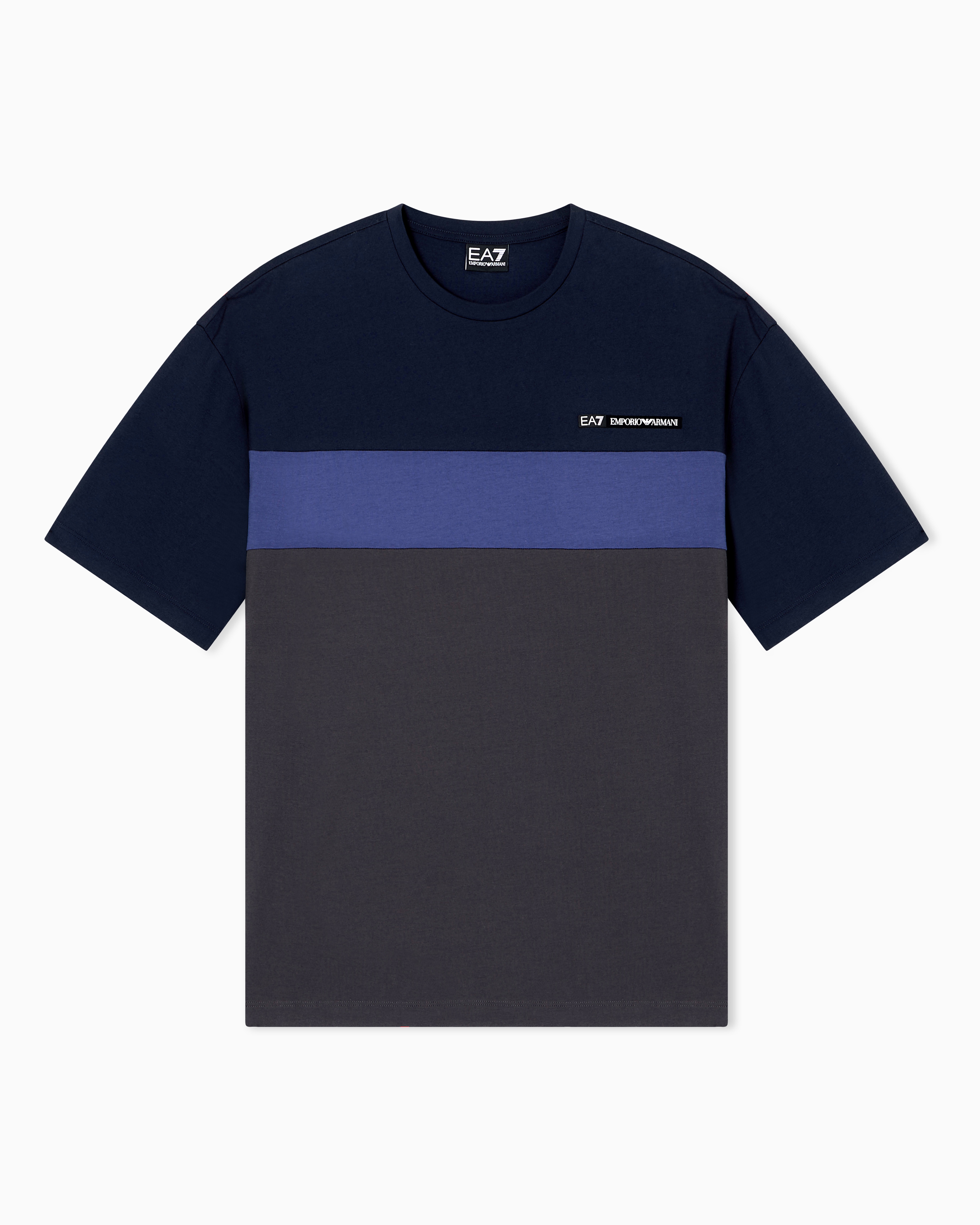 Athletic Colour Block cotton-blend crew-neck T-shirt | EA7