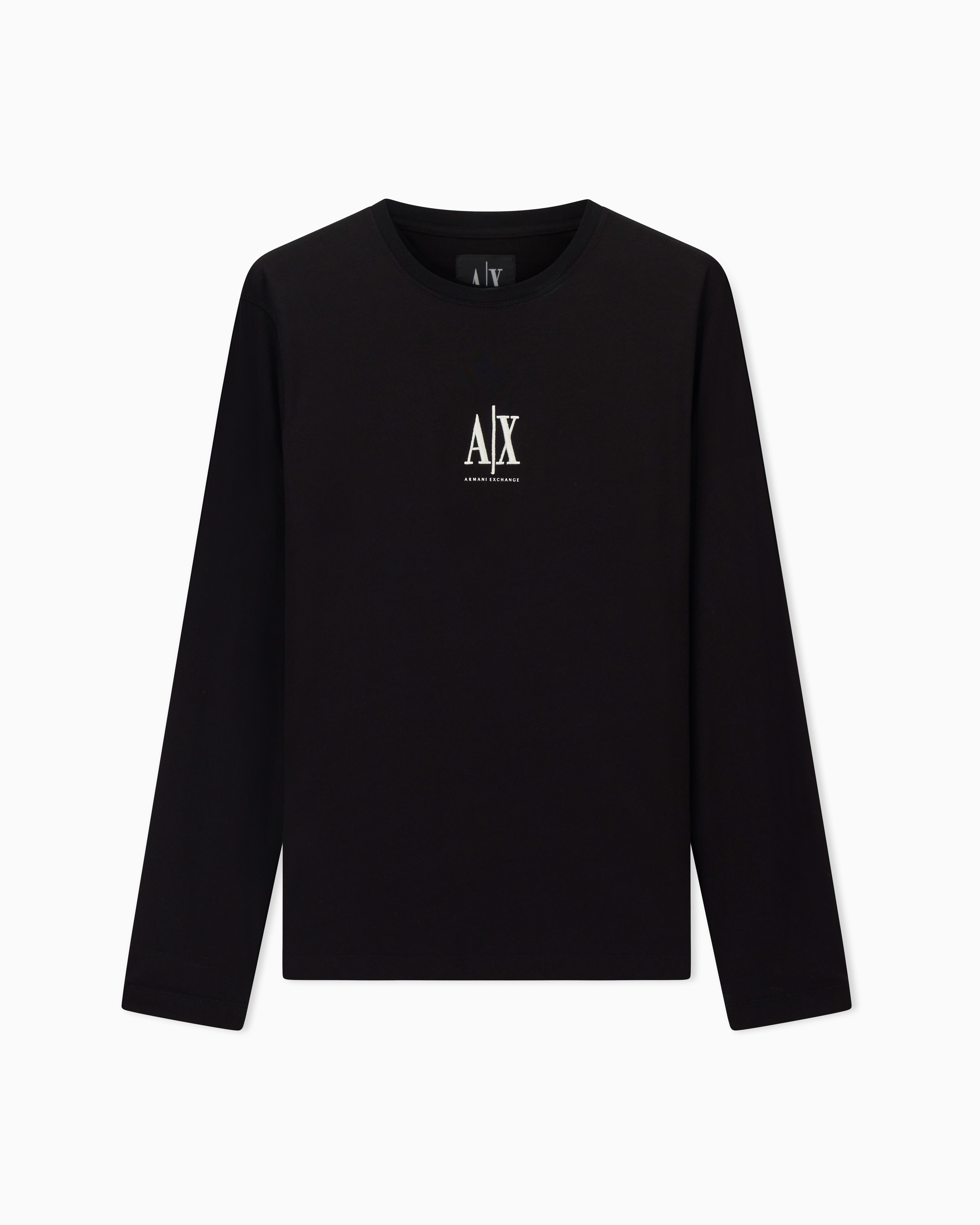 Armani Exchange - Long-sleeved T-shirt with embroidered logo, Man, Black, Size: