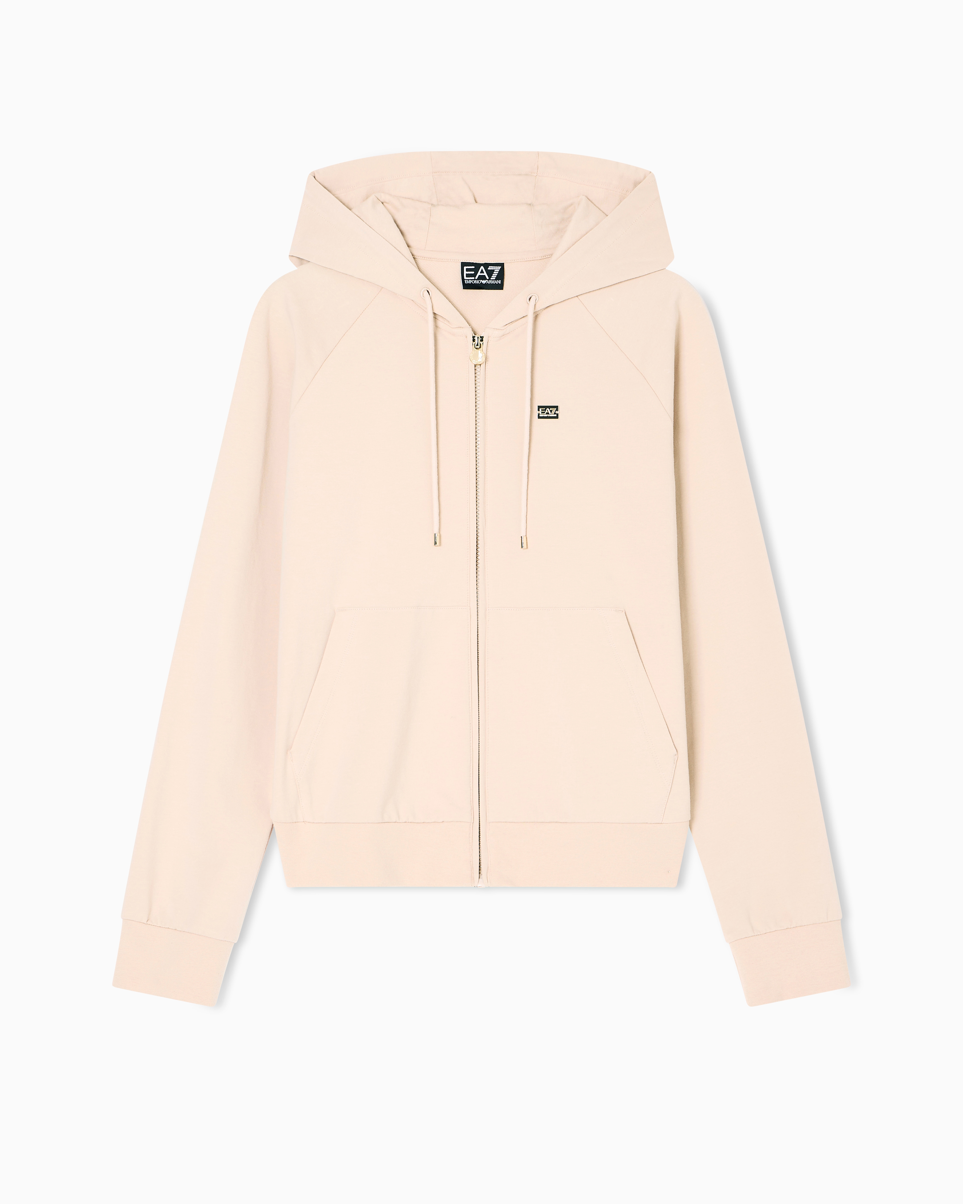 Ea7 Stretch-cotton Hooded Core Lady Sweatshirt