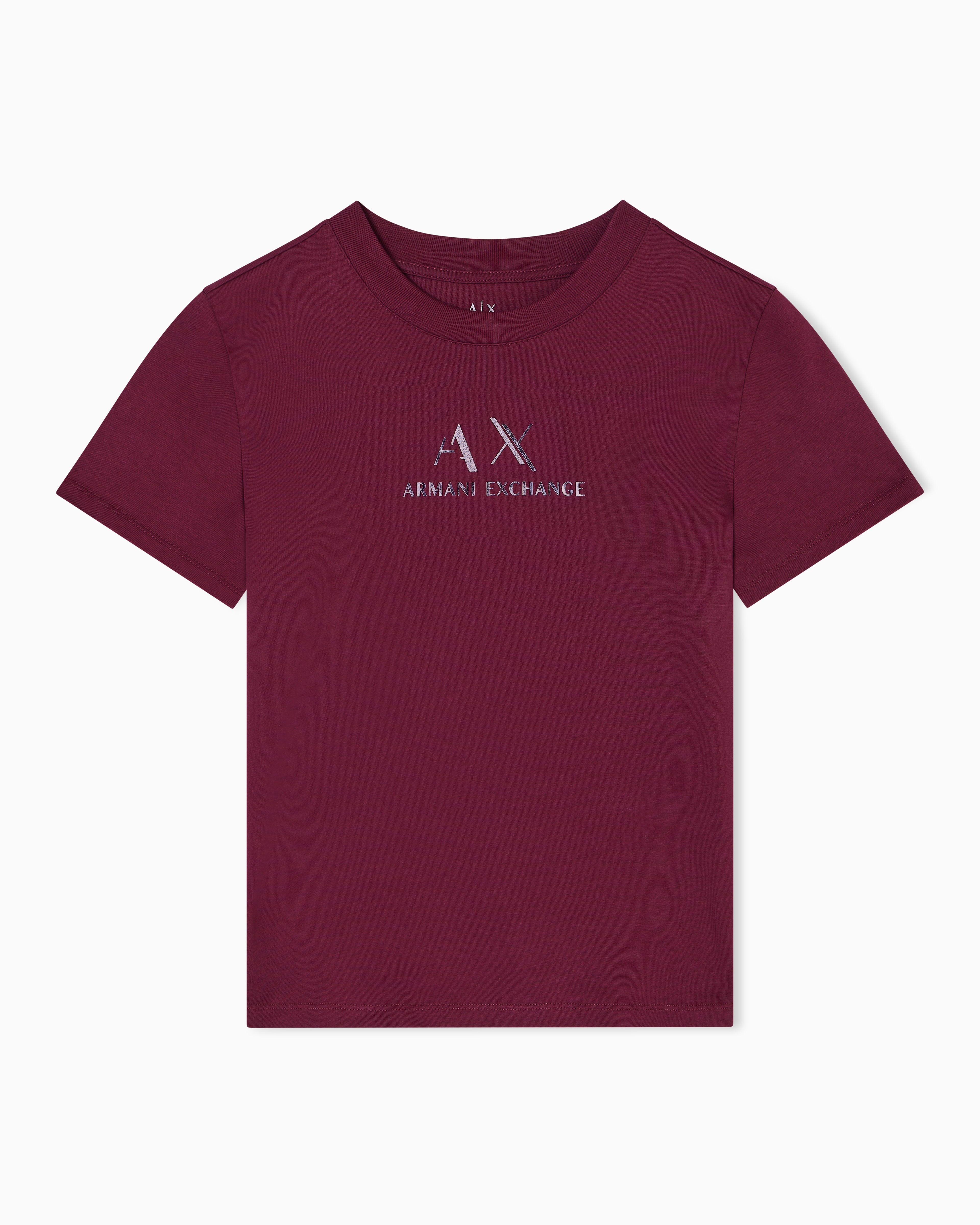 Armani Exchange - Regular fit T-shirt with graphic logo, Woman, Burgundy, Size: