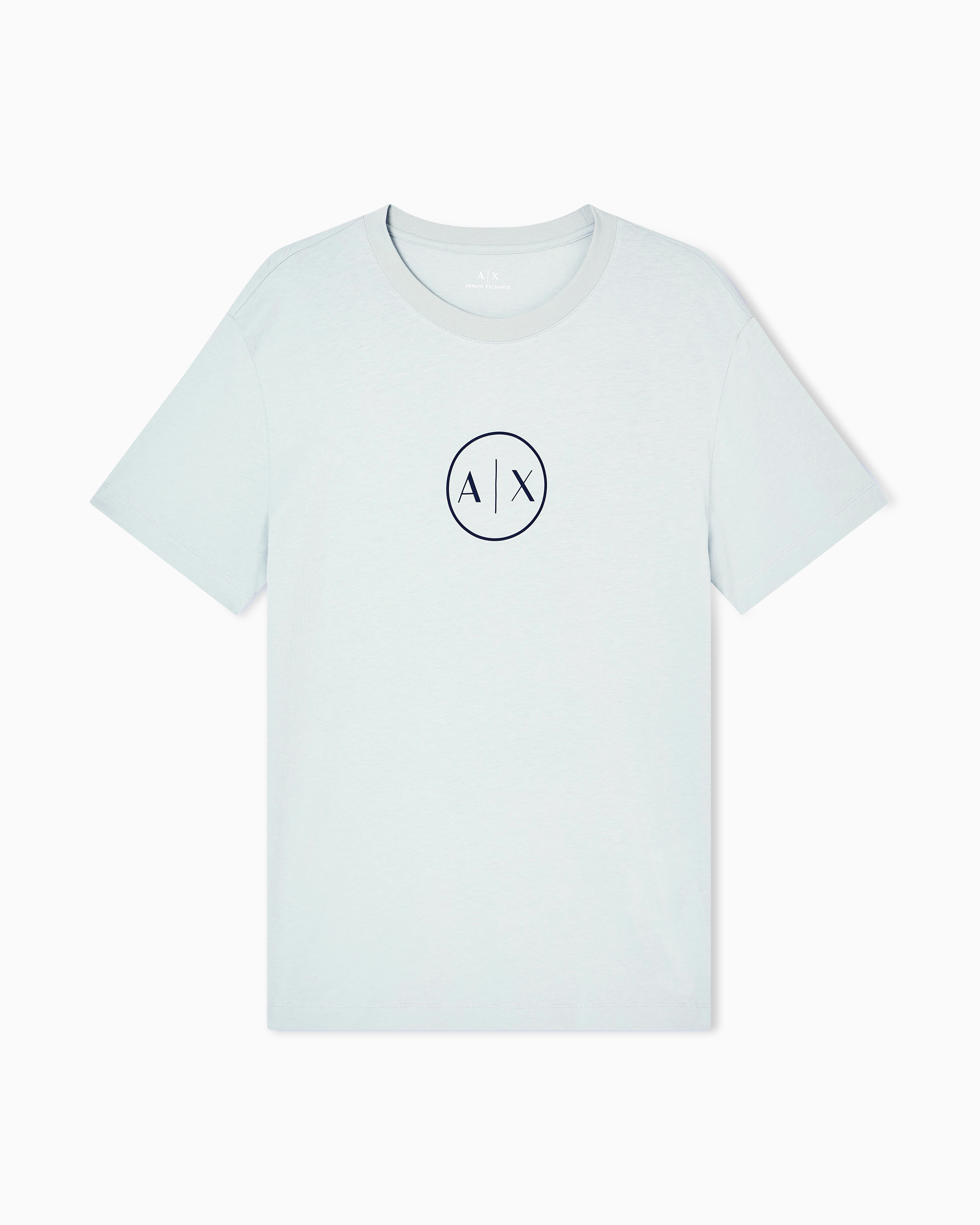 Armani Exchange - Regular fit T-shirt with round logo, Man, Green, Size: