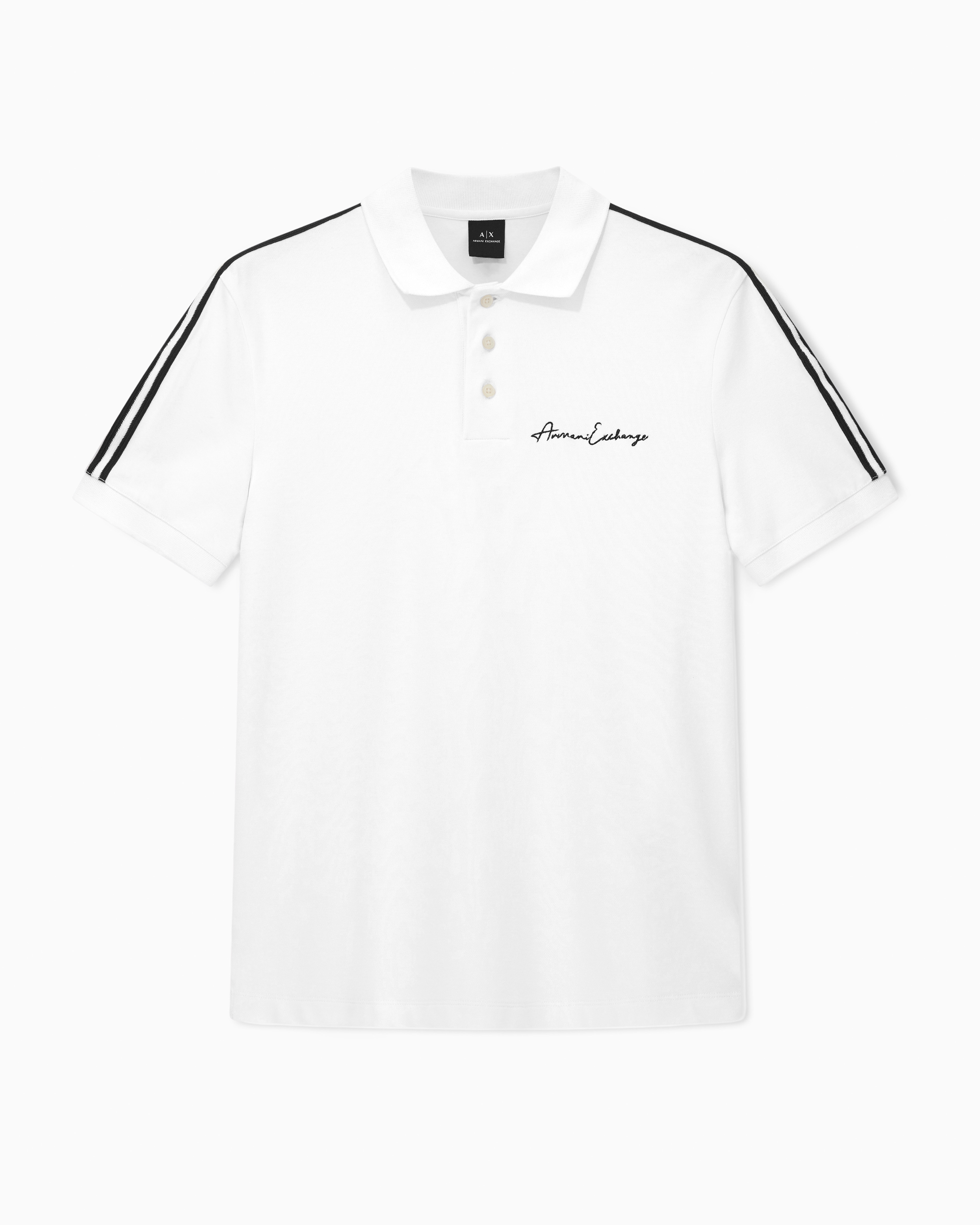 Armani Exchange White Regular Fit Polo Shirt With Signature Logo Large